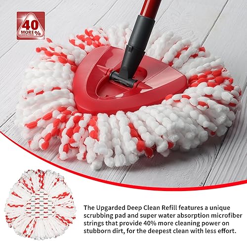 Miniatura 6 de Paquete de 4 cabezales giratorios de repuesto para fregona mejorada, 40% más de potencia de limpieza, cabezal de repuesto de fregona compatible con