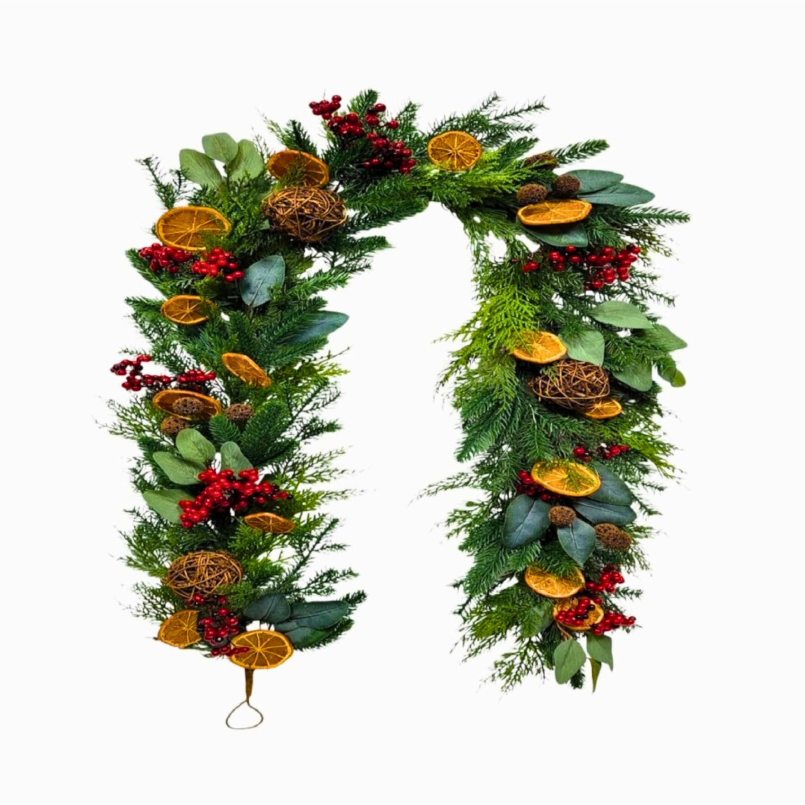 Shatchi 6Ft/1.8M Orange & Berry Christmas GarlandAutumn Mantel & Staircase Decoration from B&Q