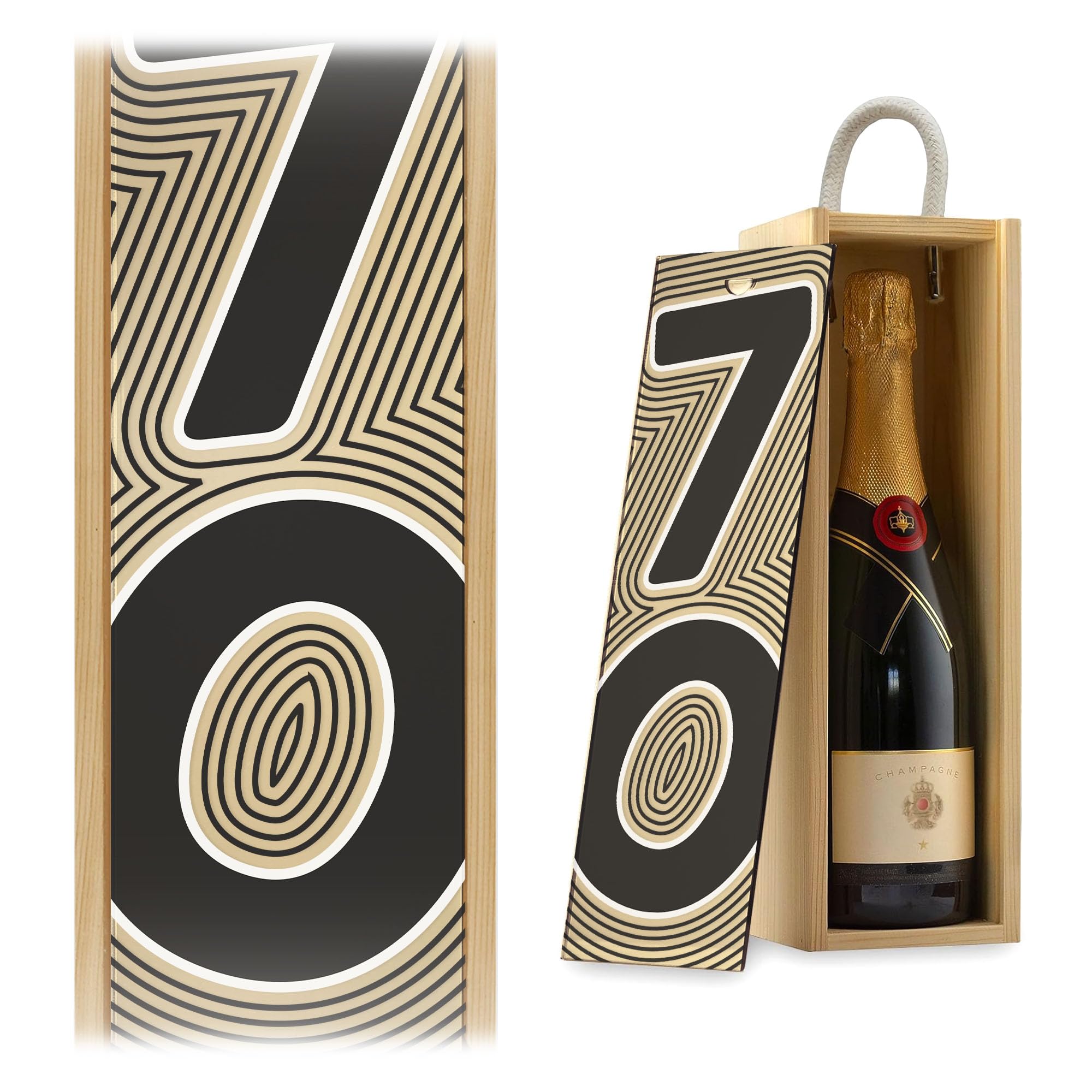 A1 Graphics Ltd 70th Birthday Champagne Wine Gift Box Milestone Birthday Gift For Him Her (Gold Mirror, Natural Box)