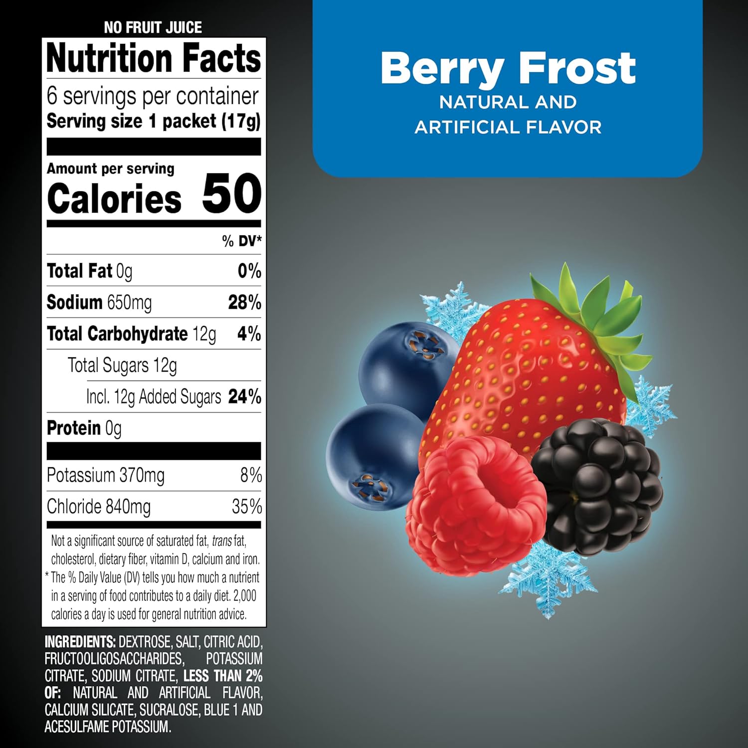 Amazon Basic Care Advantage Care Electrolyte Powder Packets for Rehydration, Berry Frost, 6 Count (Pack of 3)