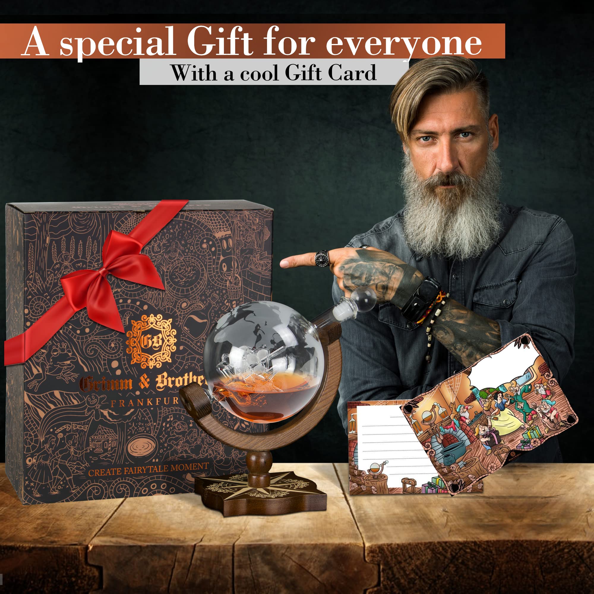 Grimm & Brothers: Caraffa per whisky da 850 ml con biglietto di auguri – accessorio per whisky – whiskey – accessorio da whisky – whisky decanter - whiskey decanter – decanter per whiskey