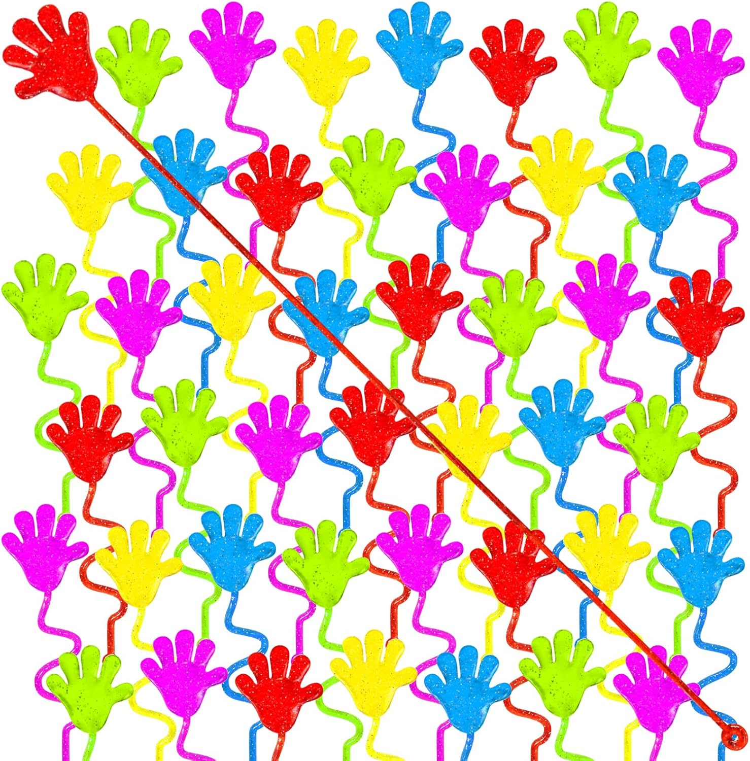 200PCS Glitter Sticky Hands for Kids, Little Stretchy Hands Toys, Mini Slap Hands Sticky Toys for Boys, Girls, Party Favors, Treasure Box Prizes, Goody Bags, Birthday Gifts, Students, Classroom