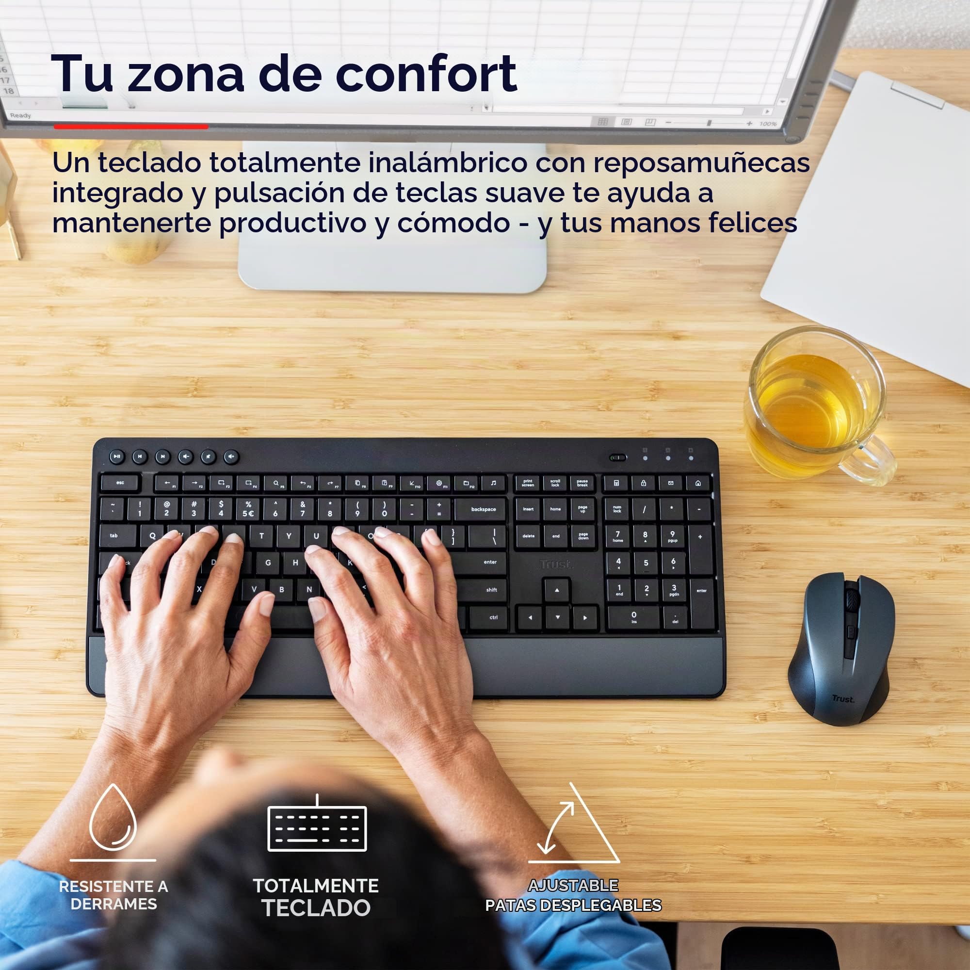 Trust Trezo Distribución Holandésa (QWERTY) Teclado y Ratón Inalámbrico