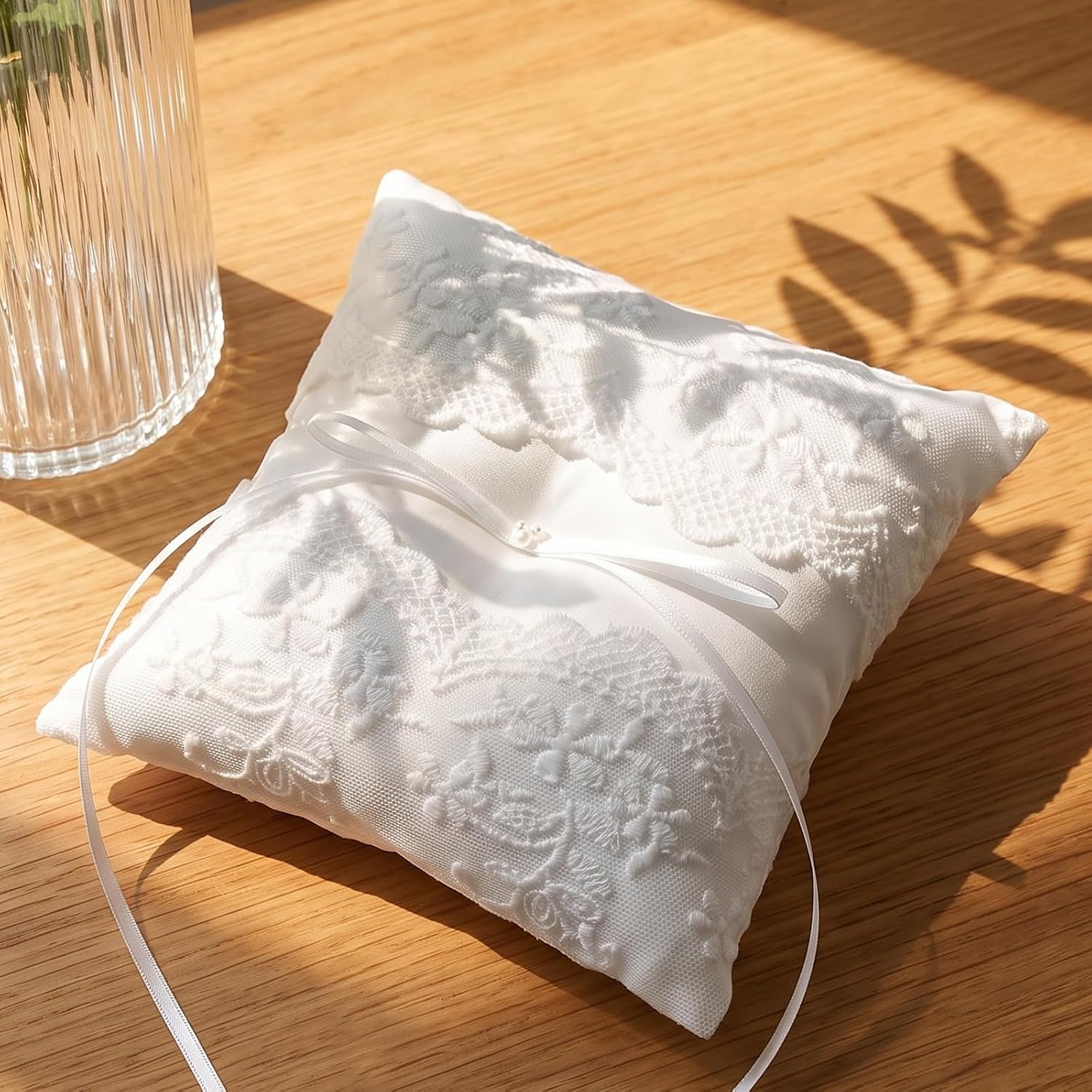 Pearl Ivory Wedding Ring Pillow, Ring Bearer Pillows