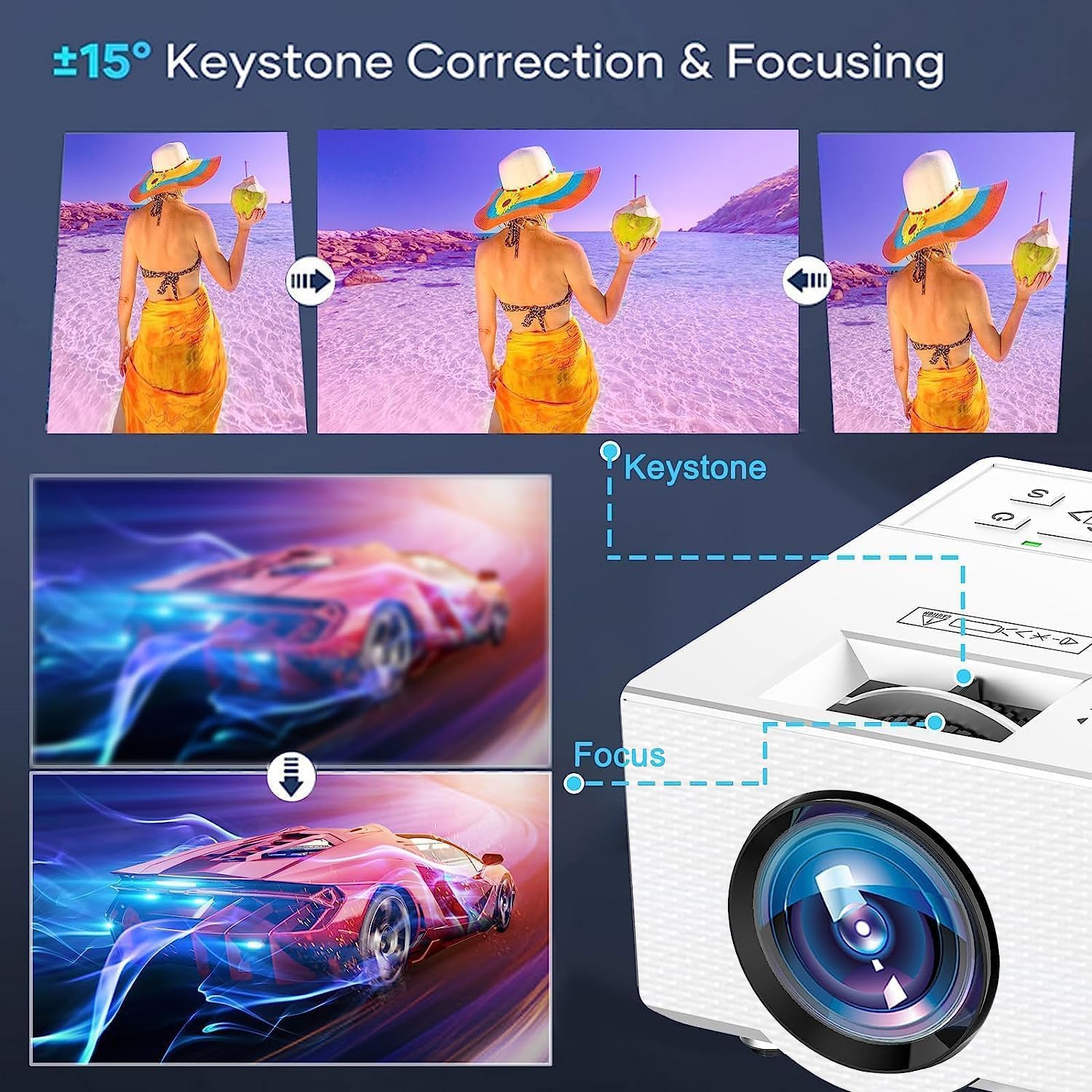 Projecteur Vidéo 8500 Lumens: Image 1080P HD pour Cinéma Maison - Description