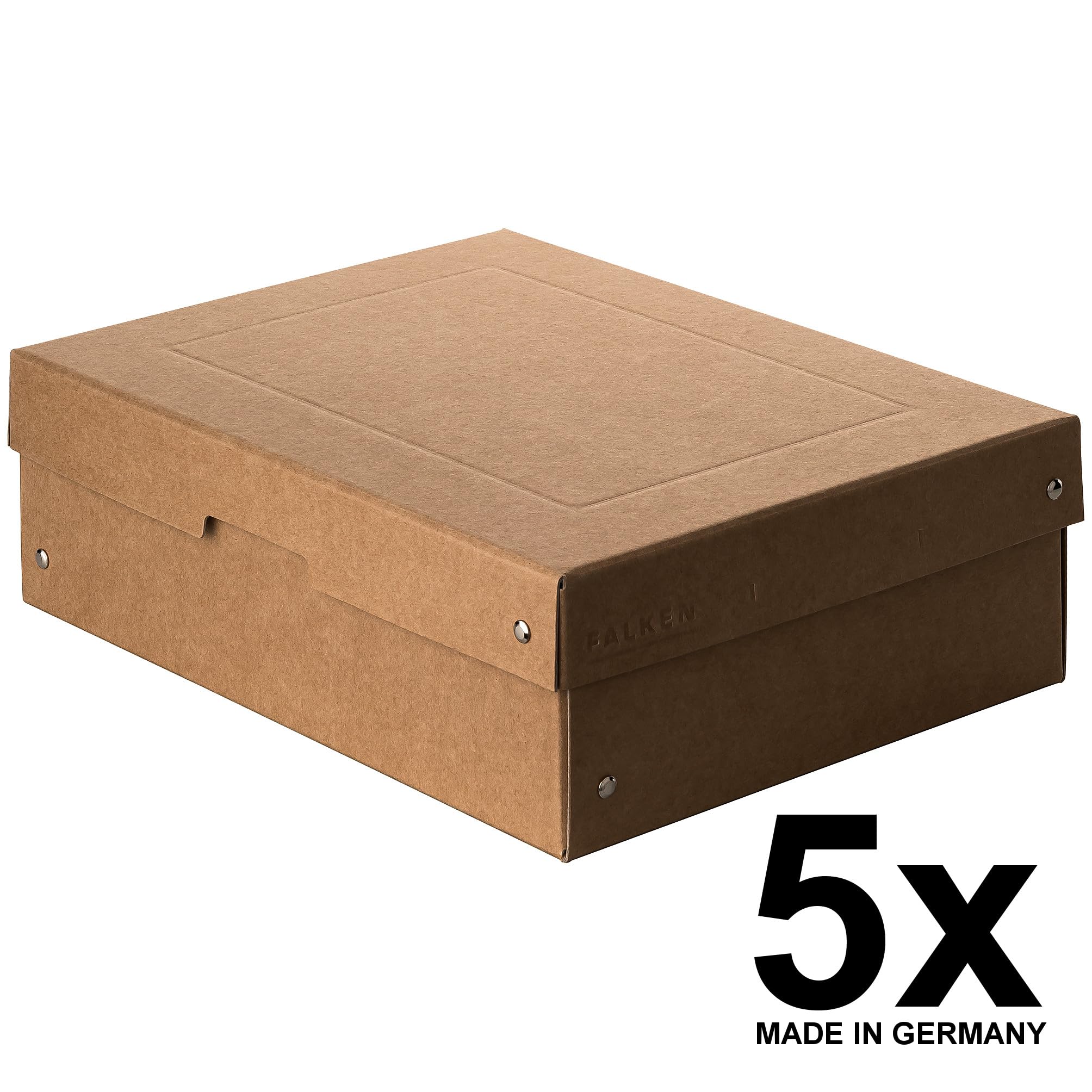 FALKEN 5x PureBox Nature aus Recycling-Karton 100 mm hoch DIN A4 braun