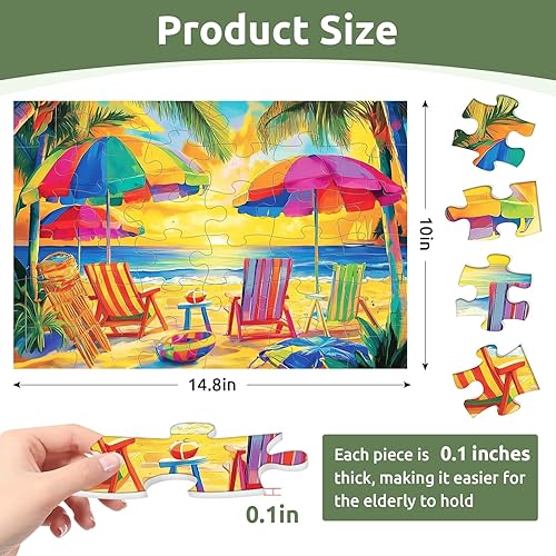 Miniatura 6 de Paquete de 6 rompecabezas de 36 piezas grandes para personas mayores, productos de demencia y Alzheimer, actividades para adultos mayores,