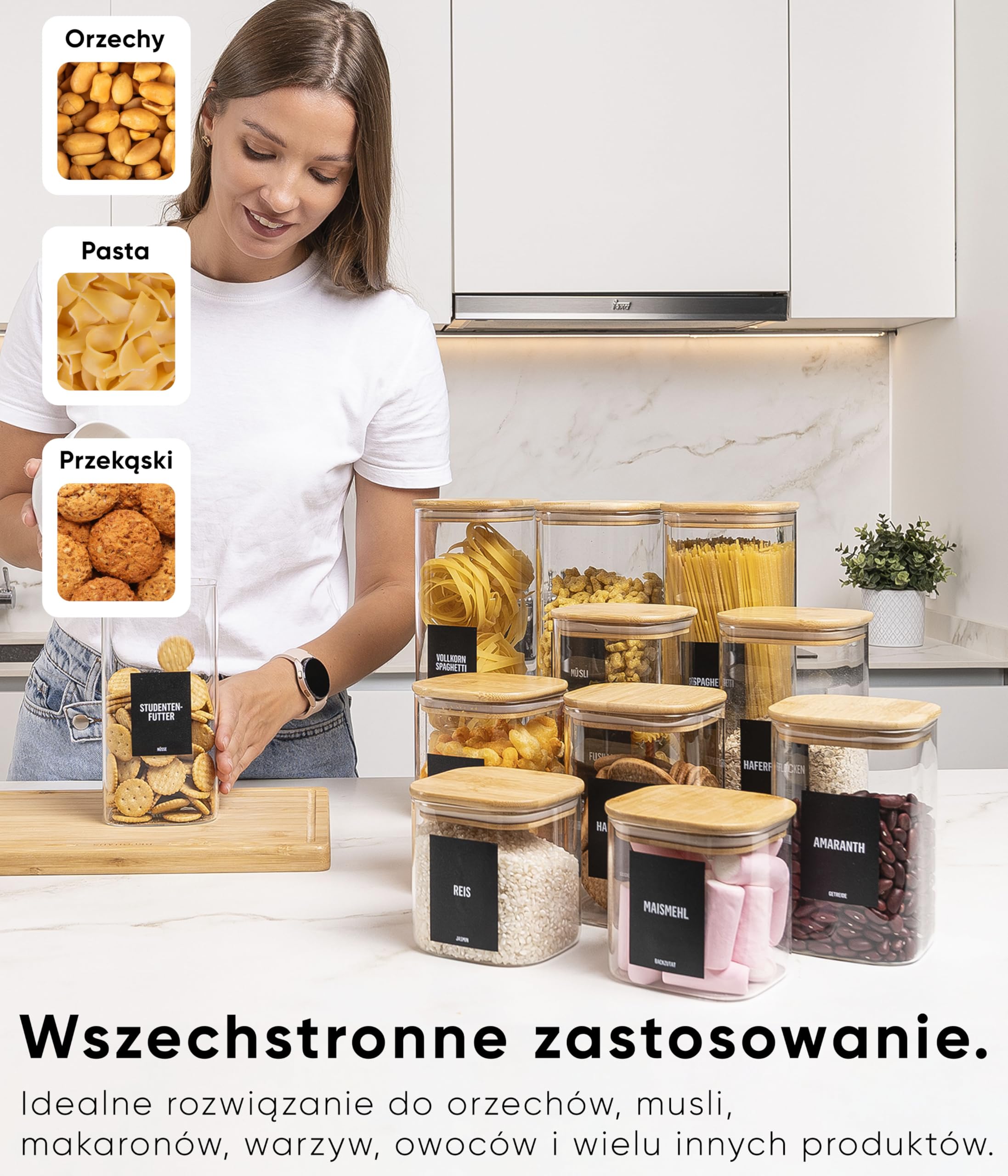 Deco haus® Słoiki do przechowywania z pokrywką, zestaw 12 sztuk, szklane pojemniki na zapasy, do przechowywania kuchni, słoikói, pojemnik szklany z pokrywką, szklany pojemnik
