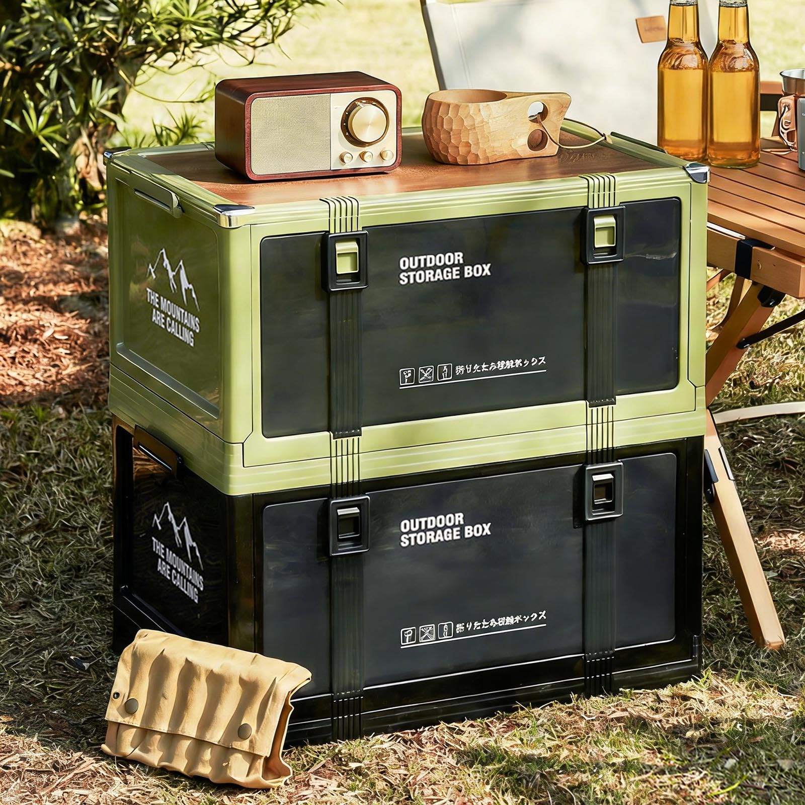 Boîte de rangement pliable pour le camping - Design pliable pour un transport facile et un gain de place - Robuste - En polypropylène et PET - Organisateurs pliants