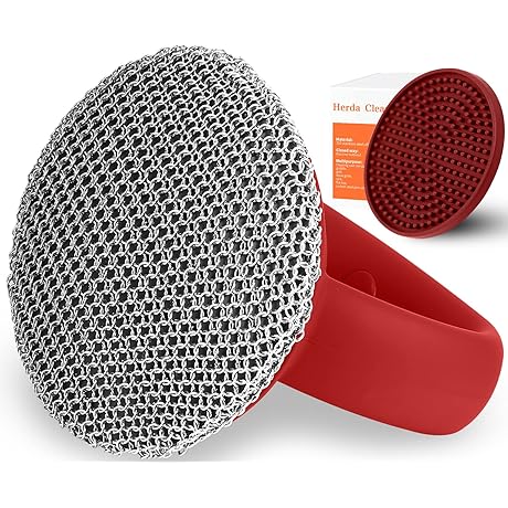 Cast Iron Grill Pan Brush with Sturdy Chains Link