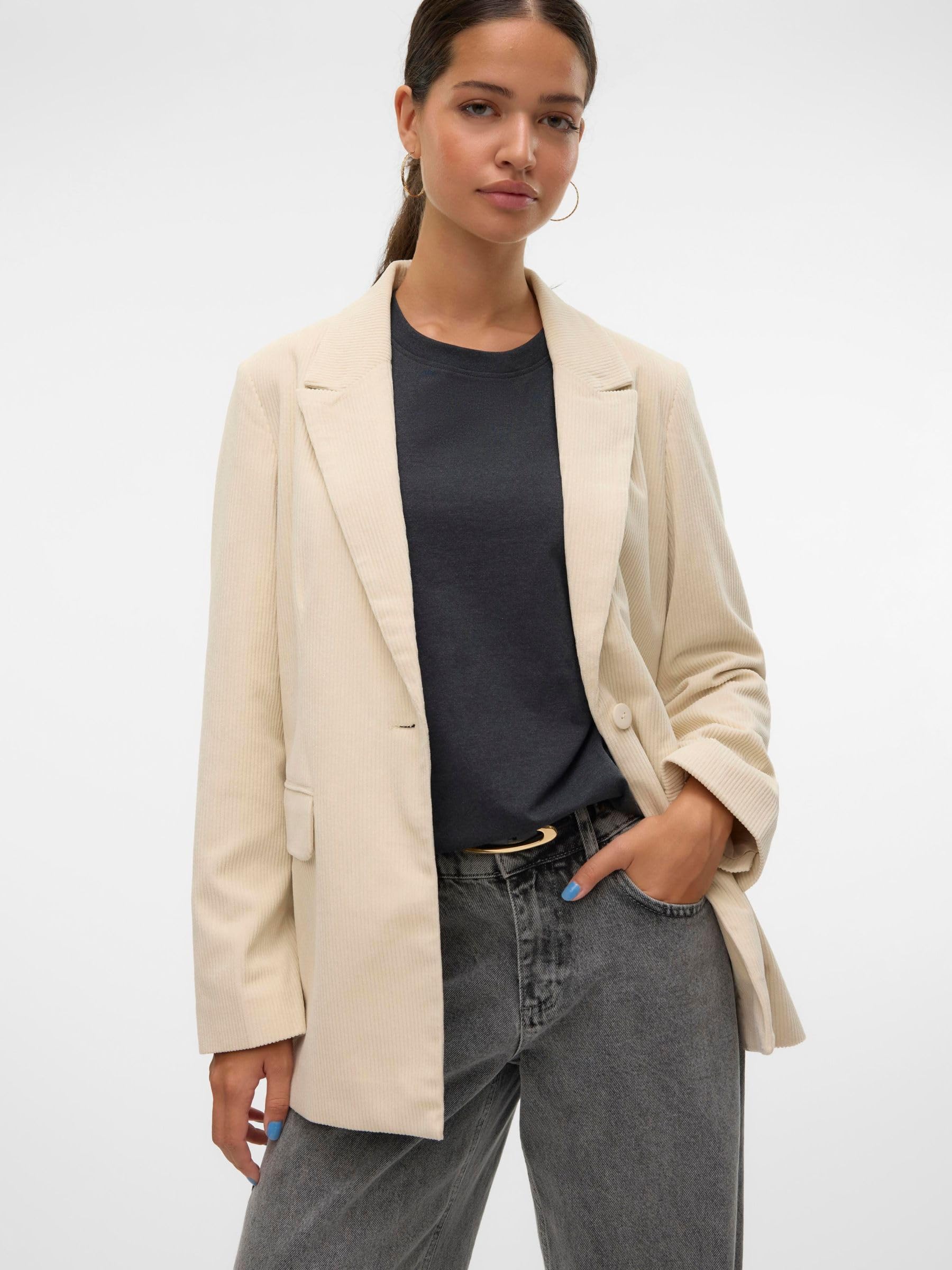 VERO Moda Damen Vmnora Ls Loose Corduroy Blazer Vmnora Ls Loose Corduroy Blazer (1er Pack)