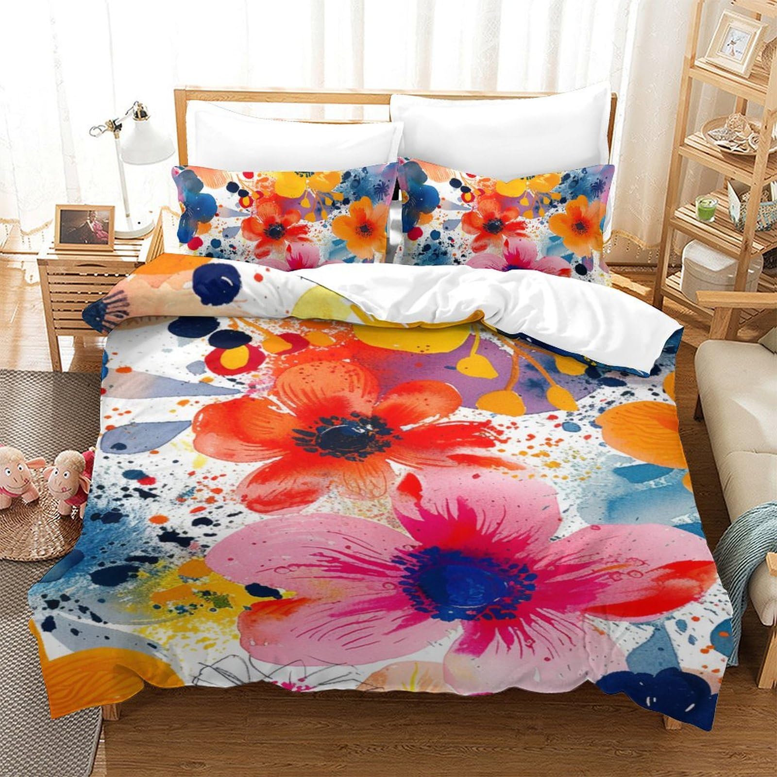 Housses de couettes anti transpiration literie douce fleurs 3D