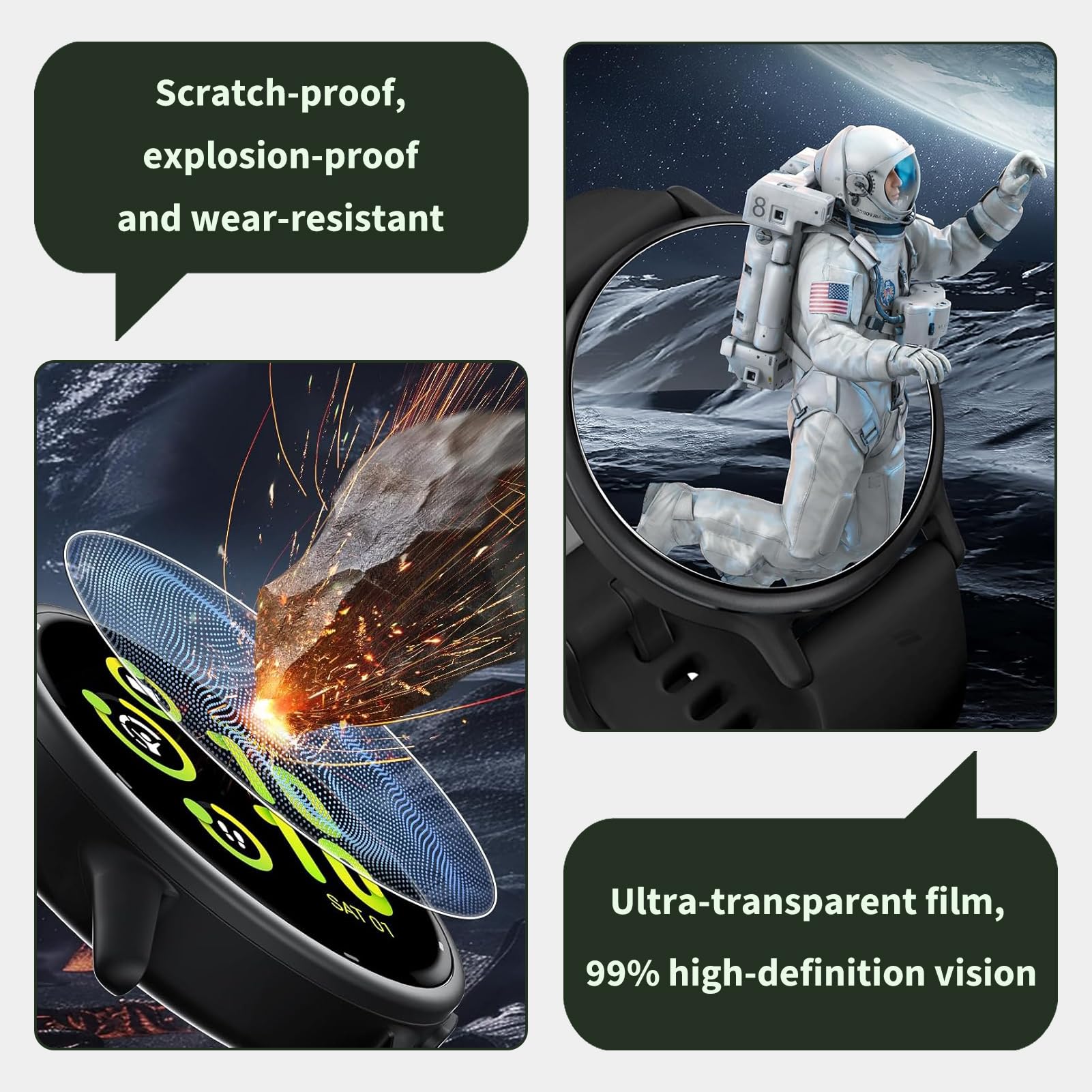 Protector Pantalla Compatible con Garmin Vivoactive 5, Película Hidrogel HD TPU Flexible, 8 Piezas