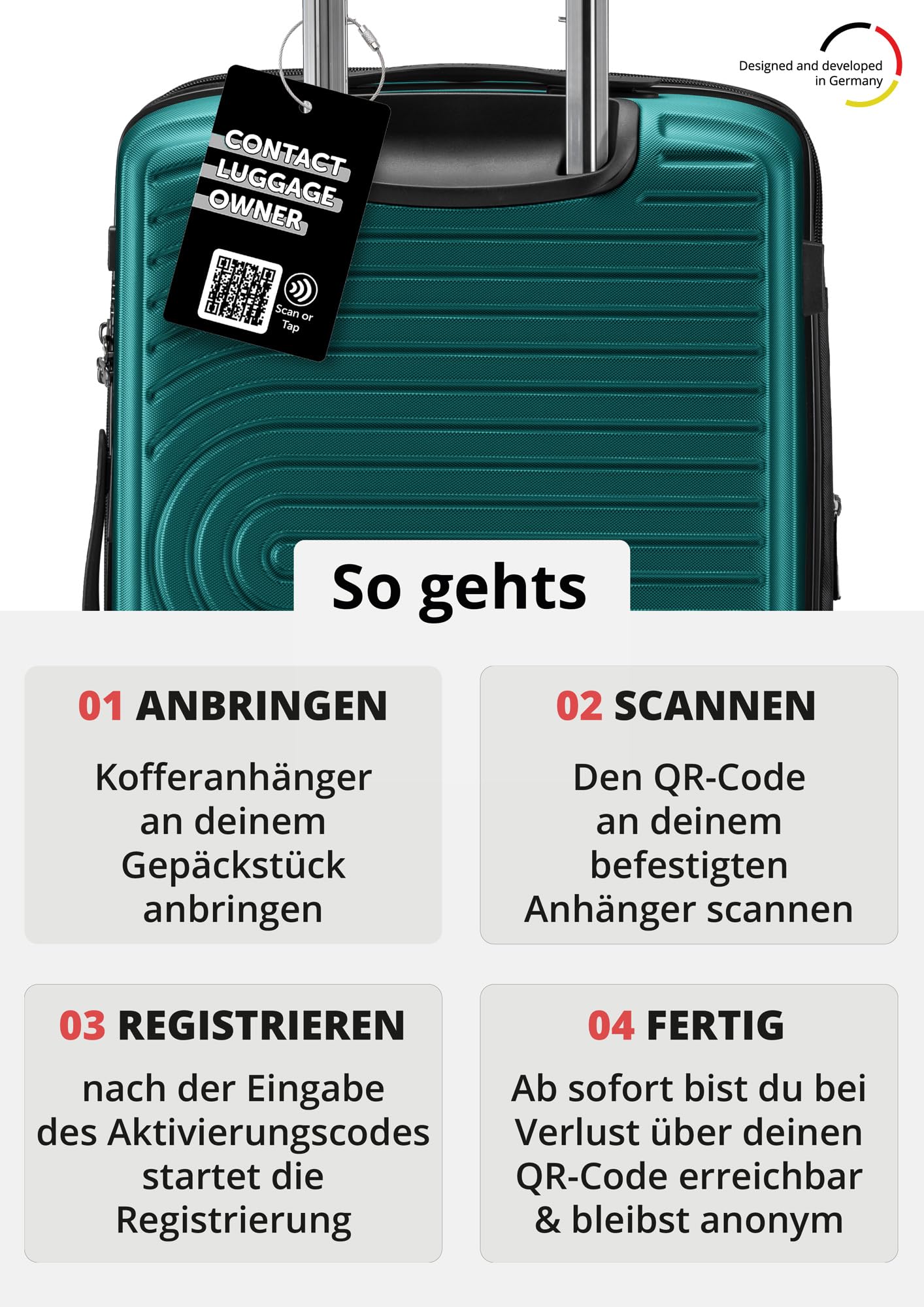 Hauptstadtkoffer Mitte - Valigia rigida media 68 cm estensibile, valigia da stiva, serratura TSA, 4 ruote doppie, trolley da viaggio, 88 L + Etichetta bagaglio digitale, Turchese