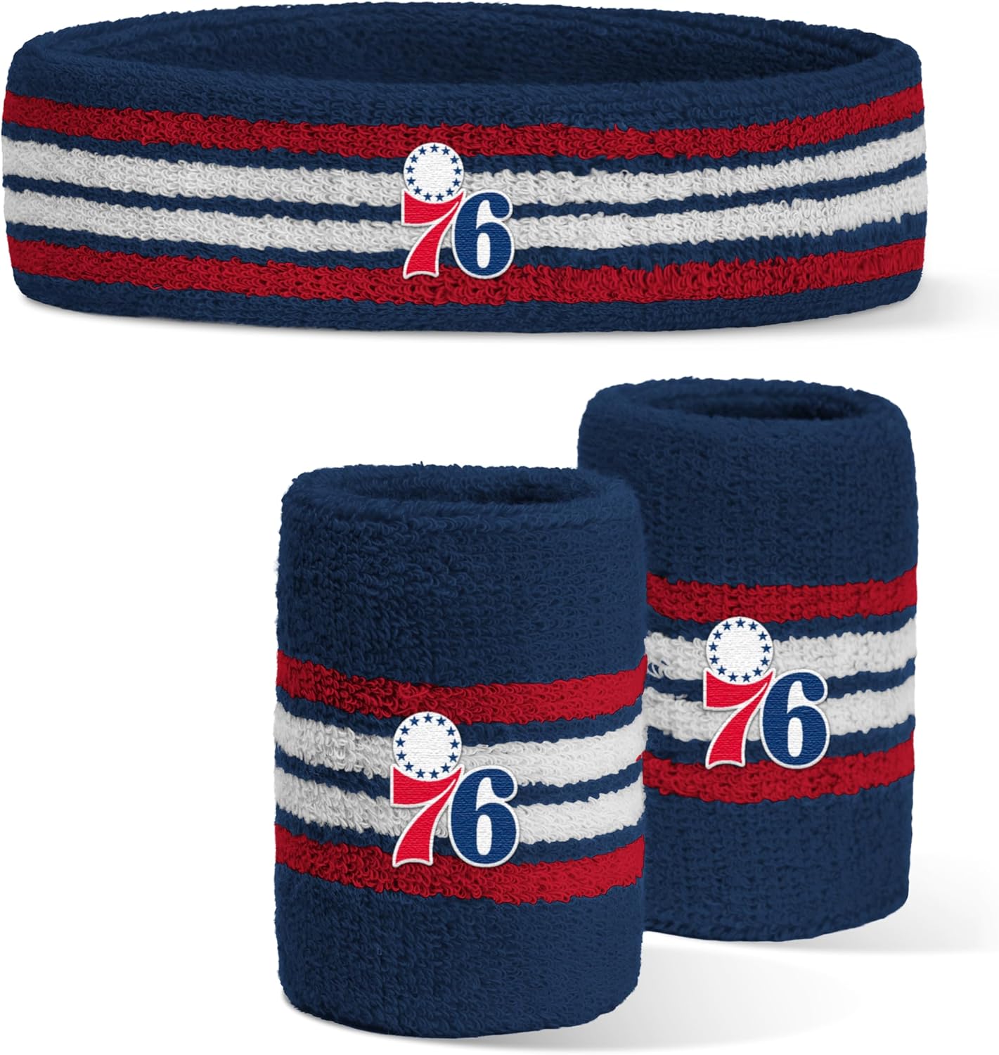 For Bare Feet NBA Officially Licensed Team Logo Headband & Wristband Combo Pack Team Color OSFM