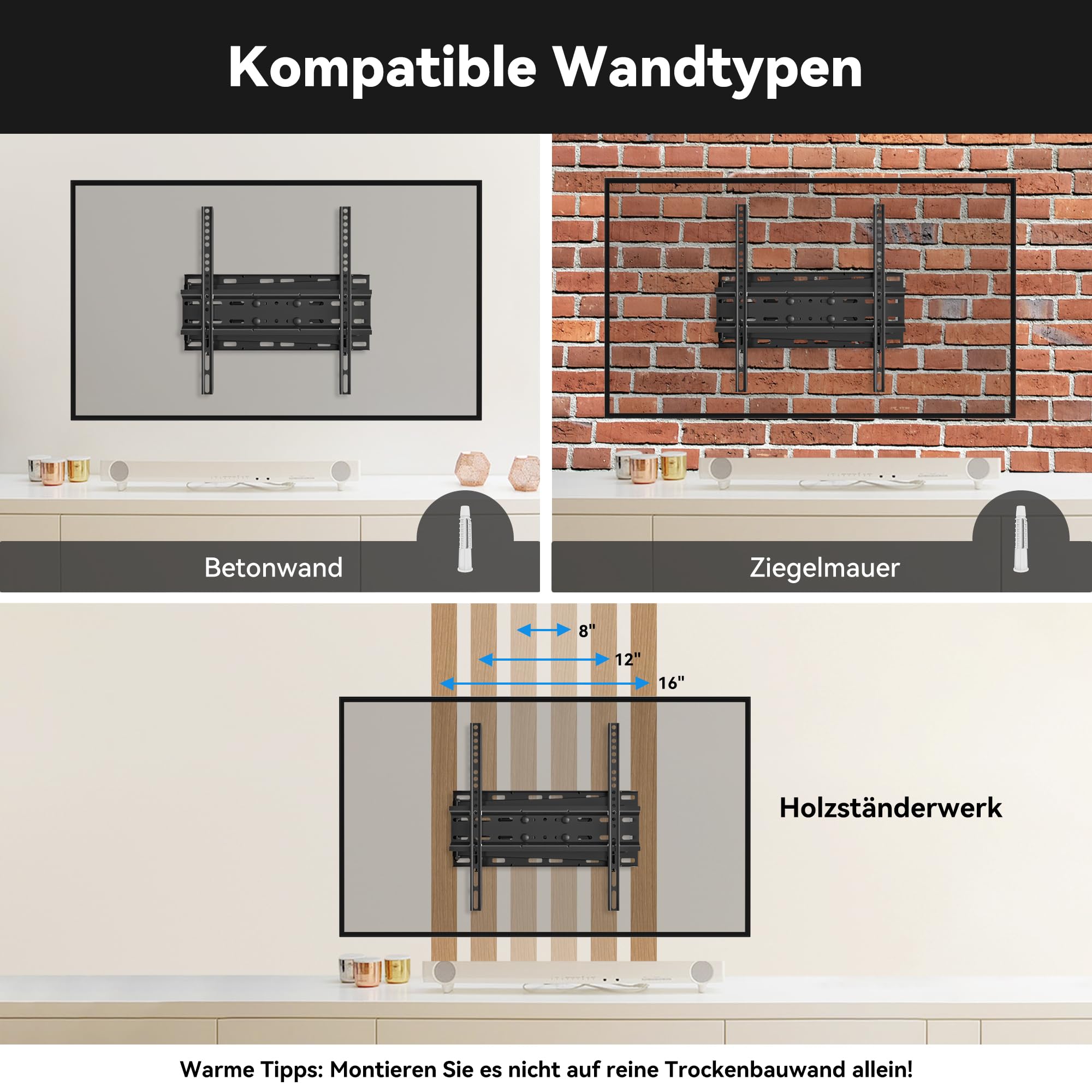 FORGING MOUNT TV Wandhalterung für 26-65 Zoll Flach & Curved Fernseher | TV Halterung mit Langem Gelenkarm 650mm, Schwenkbar Neigbar Ecke Wandhalterung Fernseher, bis zu 35kg, Max. VESA 400x400mm