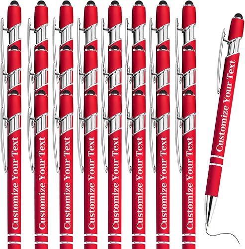 Miniatura 36 de Hasta 500 bolígrafos personalizados a granel con lápiz capacitivo grabado sin lápiz capacitivo, juego de bolígrafos con tu nombre y texto