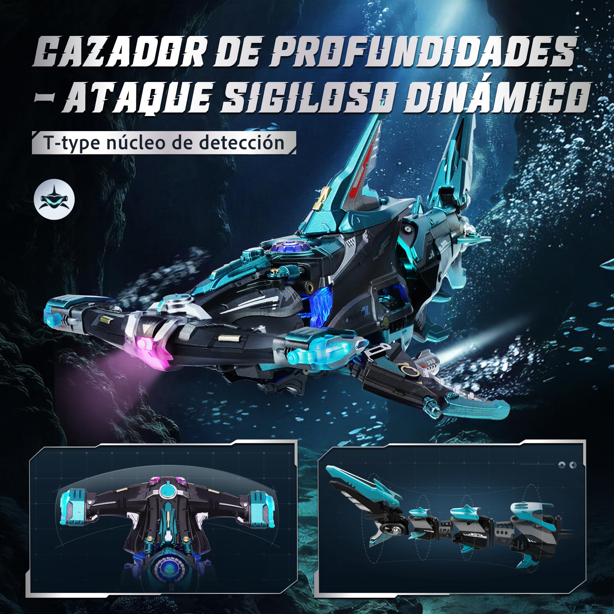 ROKR Rompecabezas 3D Mecánico Tiburón Martillo, Maqueta de Animal Marino con Efecto de Movimiento y Luz LED para Adultos, Rompecabezas 3D para Coleccionar (MI07)