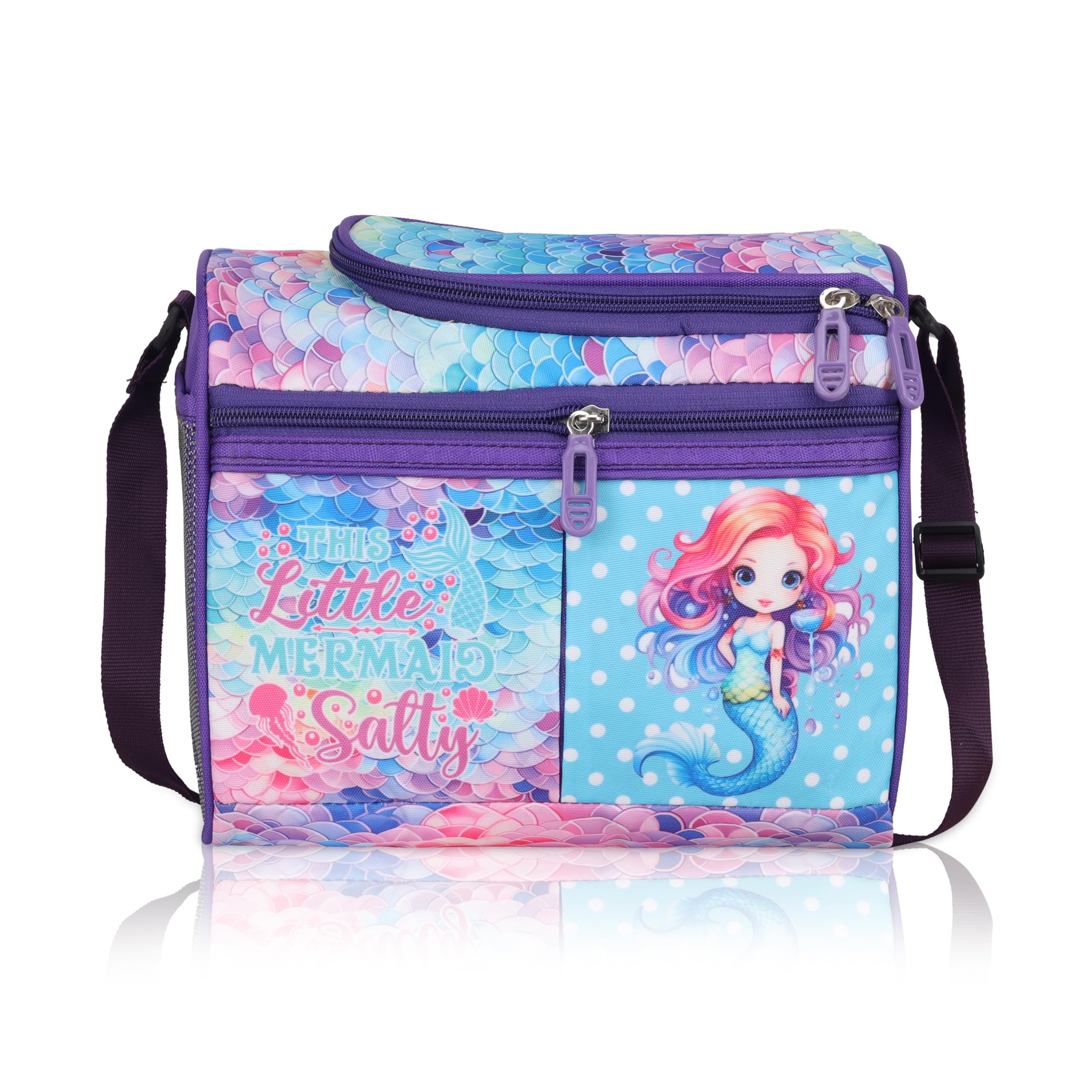 Echo Boomers Little Mermaid Printed Double Insulated Tiffin Lunch Bag with Multi Zipper Pockets - Pink (B0DBJGCPR1) Amazon Price History, Amazon Price Tracker