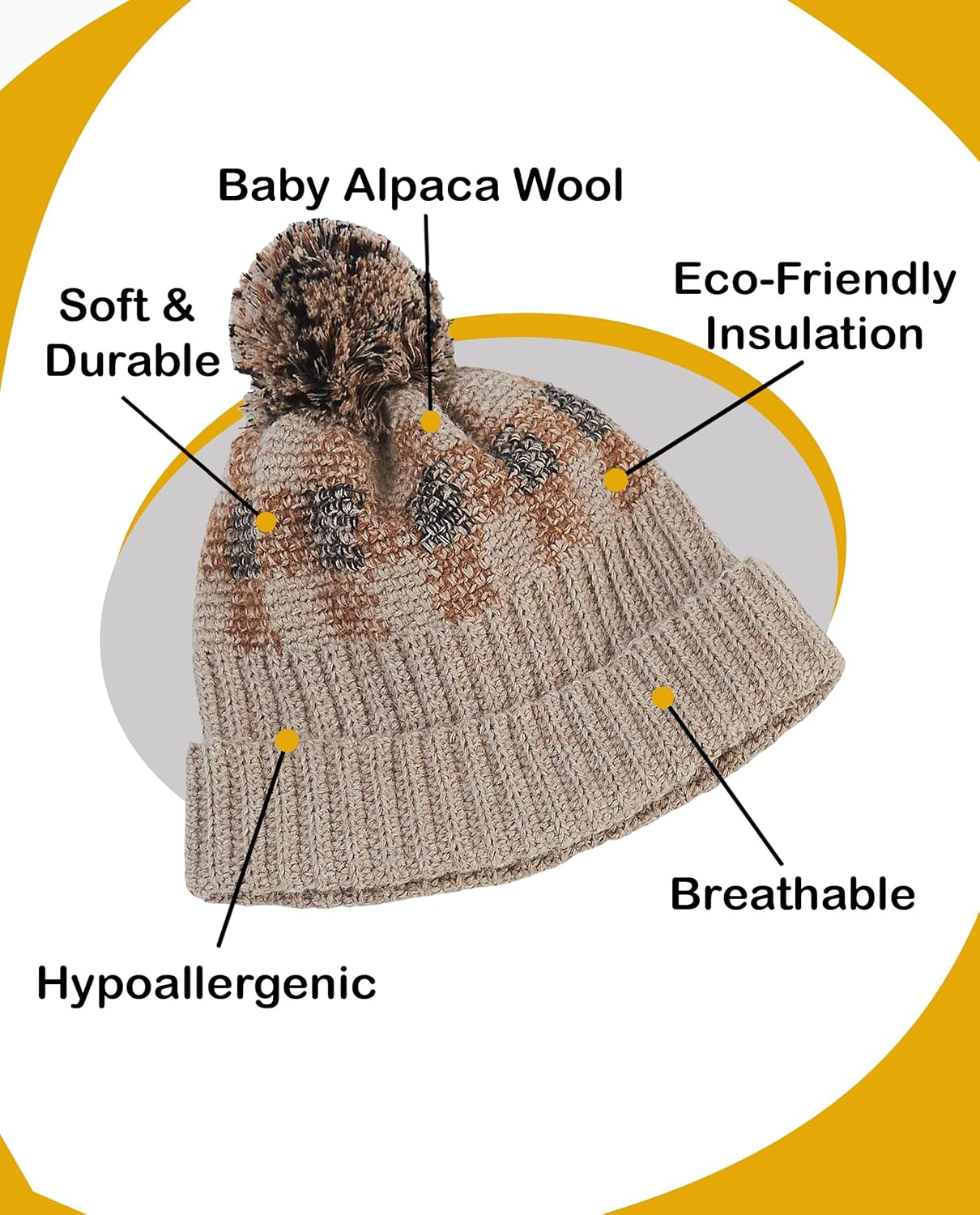 100% Alpaca Wool Beanie Hat for Men and Women - Tracery Unisex Soft Warm Cozy Winter Hats - Image 8