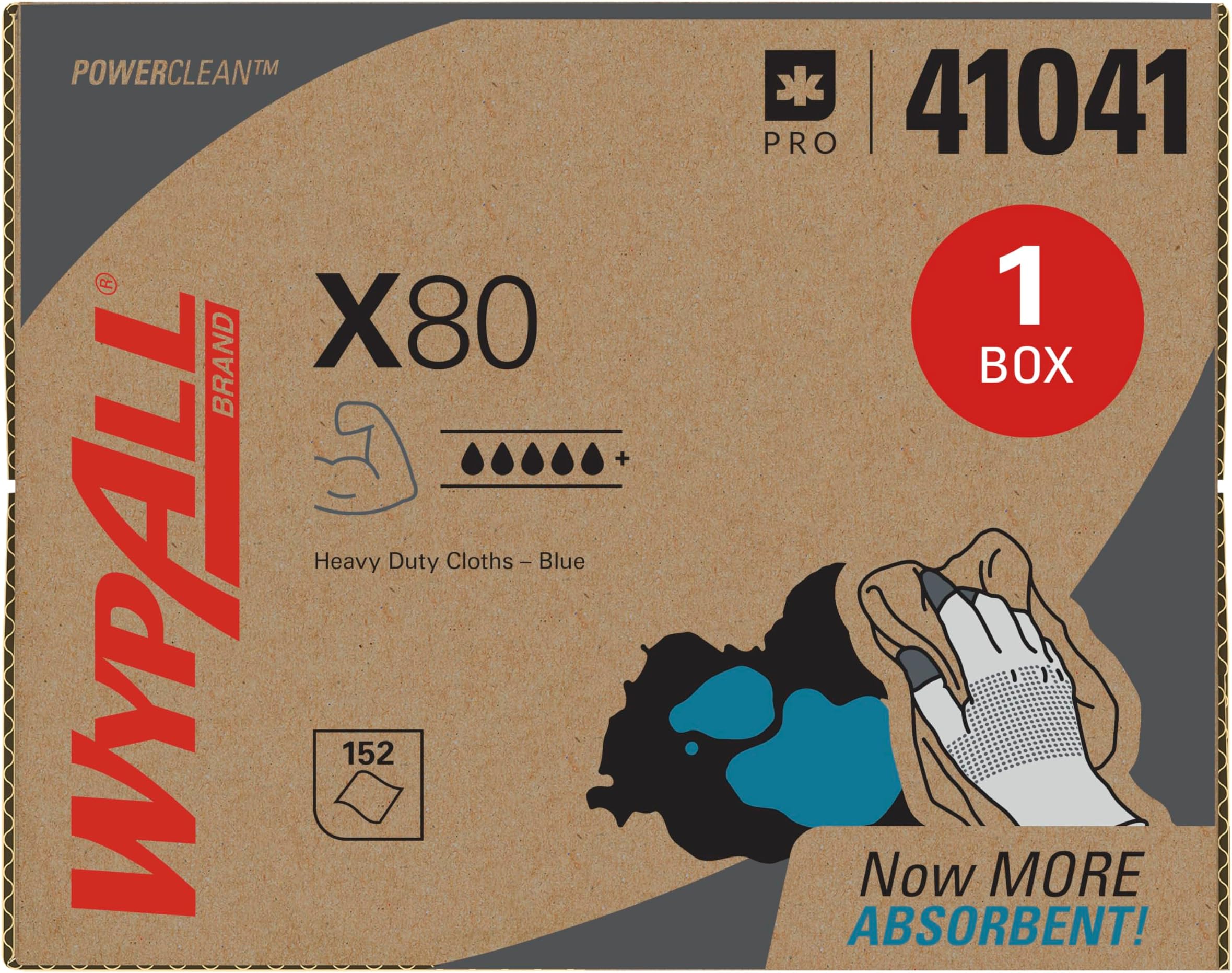 KCC41041 X80 Reusable Wipes (41041), Extended Use Cloths Brag Box Format, Blue, 160 Sheets/Box; 1 Box/Case