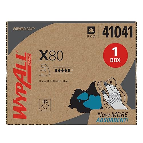 WypAll Power Clean X80 - Paños resistentes (41041), caja Brag, azul, 1 caja con 160 hojas