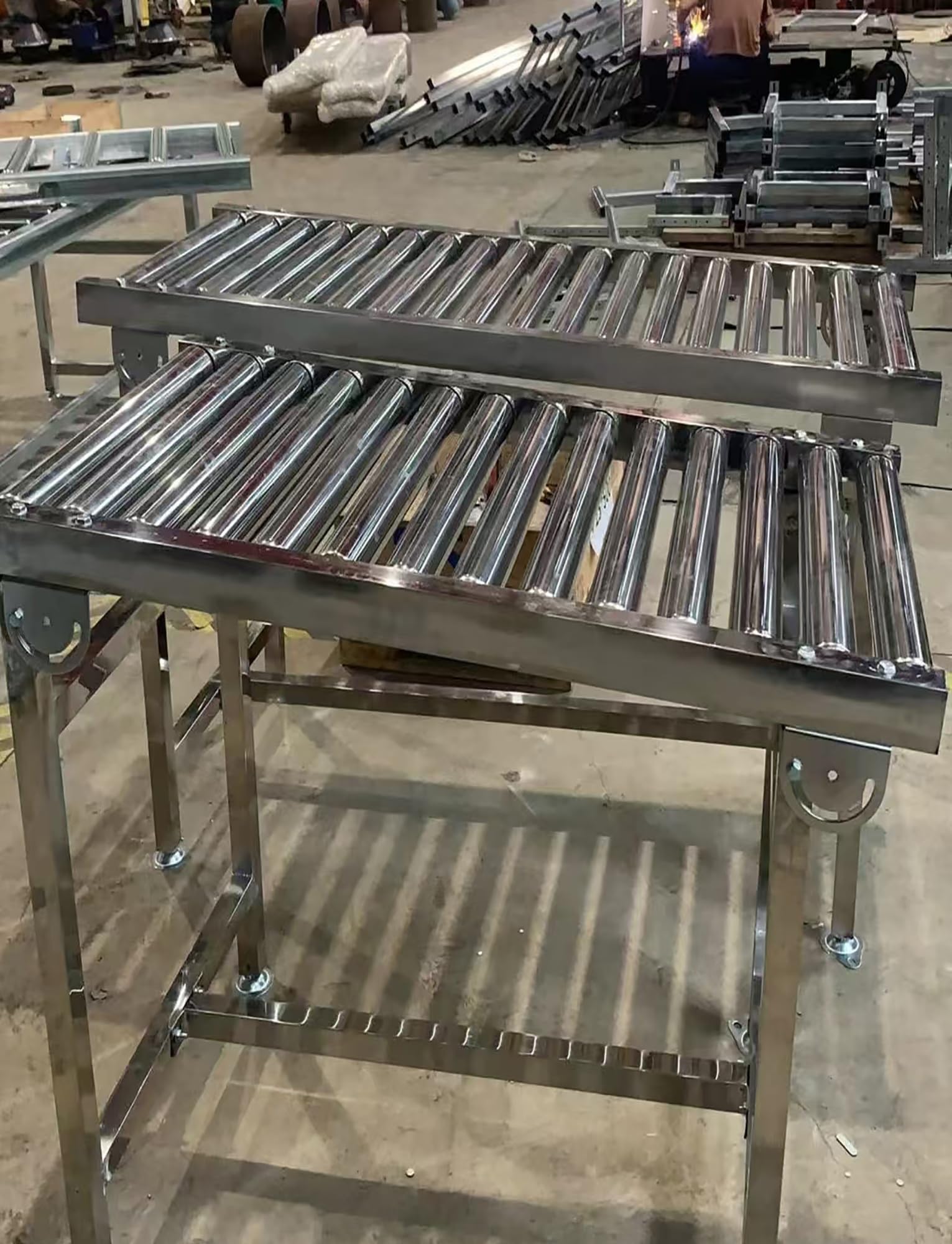 2 Stück robuste Transportrollen aus Edelstahl, 5,1 cm Durchmesser x 9,9 cm – 99,8 cm Länge, ideal für Lager- und Materialtransport