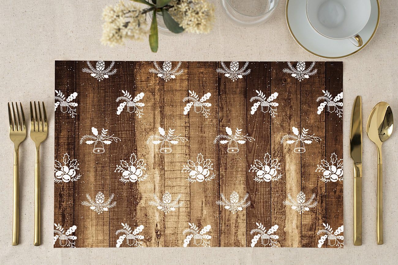 DB Party Studio Rustic Christmas Paper Placemats 25 Pack Yule Parties Office Lunch Holiday Celebrations Dining Table Easy Cleanup Guest Dinner Tableware Decor Setting 17" x 11" Disposable Place Mats