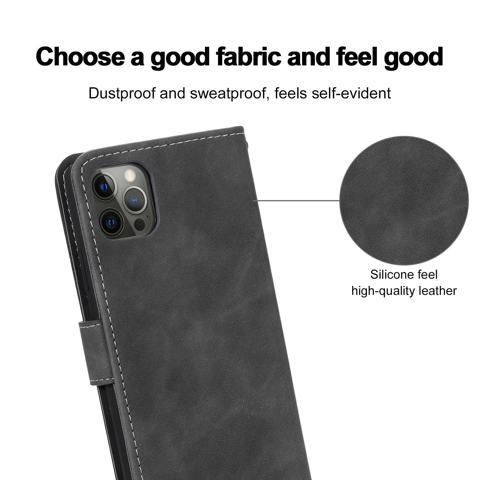 LTL Etui na telefon do iPhone 13 Mini/13/13 Pro/13 Pro Max, wysokiej jakości skórzane etui z klapką, etui z przegródkami na karty, podpórka, magnetyczne zamknięcie, szary, 13 Pro 6,1 cala