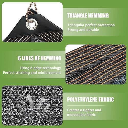 Miniatura 3 de Tela de sombra negra 90% para jardín, 6 x 3, malla para sombra solar con ojales, cubierta de malla para exteriores, para plantas, pérgola, patio,