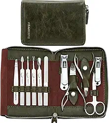 FAMILIFE Conjunto de manicure, kit de manicure profissional, conjunto de cortadores de unhas, 11 em 1, de aço inoxidável, ferramentas de pedicure, ferramenta de cuidados com estojo de viagem portátil