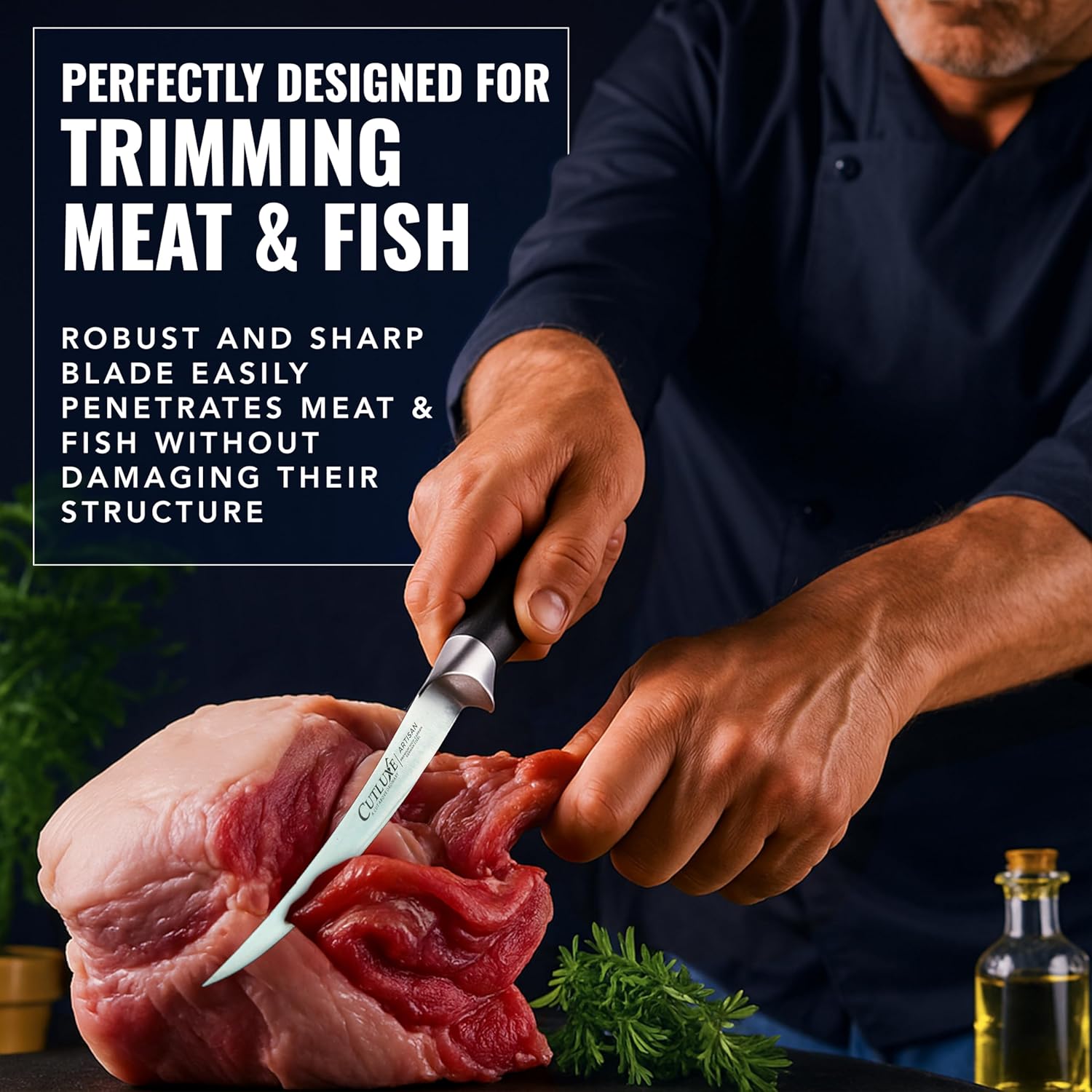 Cutluxe Boning Knife – 6" Razor Sharp Fillet Knife – High Carbon German Steel – Full Tang Ergonomic Handle Design – Artisan Series