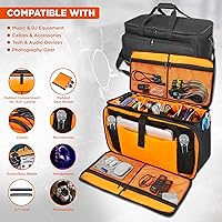 Vista 5 de Cable Bag Organizer & DJ Bag with Detachable Padded Bottom and Adjustable Dividers, Travel Gig Bag for Professional Musicians for Cords