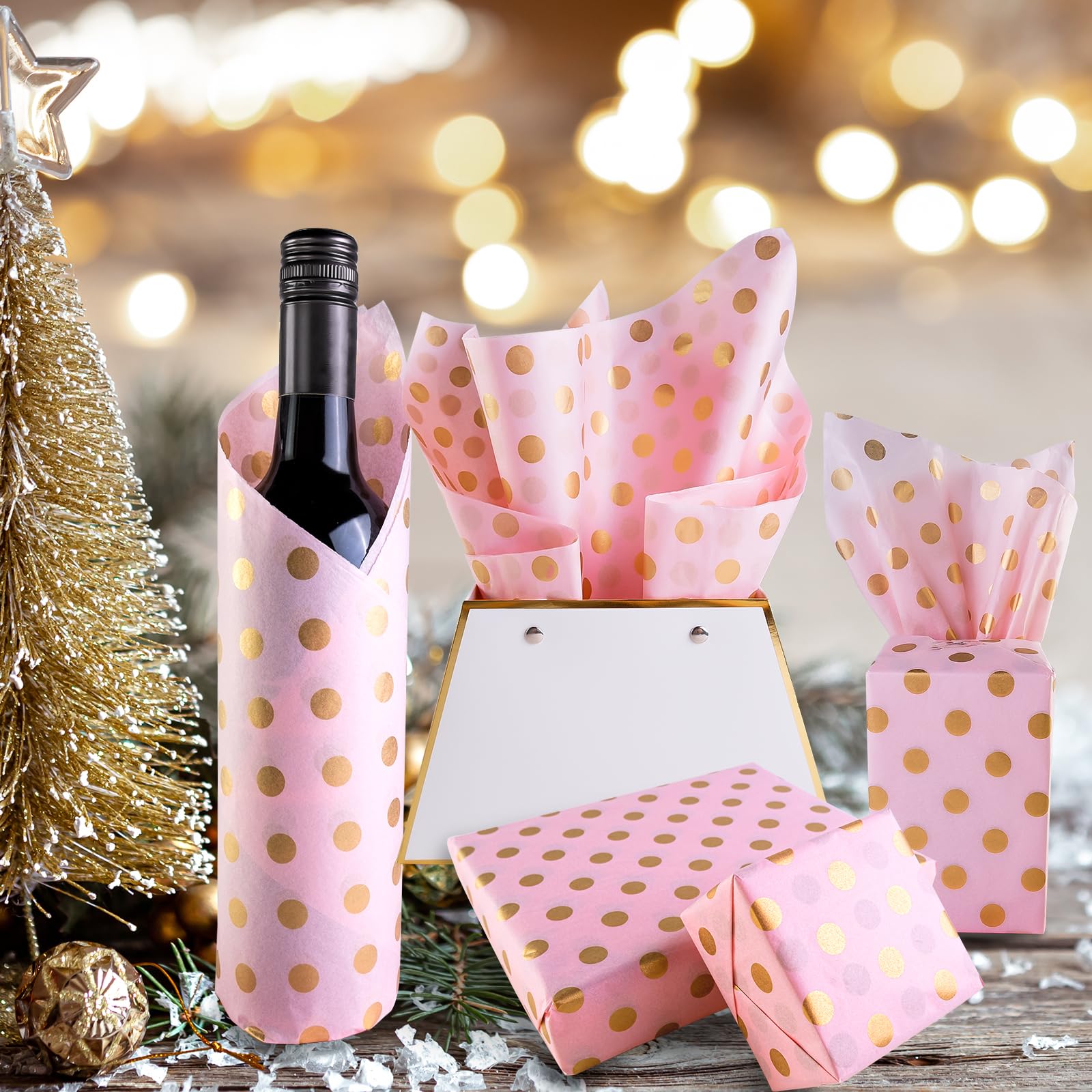 MUNILAIL 100 Fogli Carta Velina A Quadretti Rosa E Bianco - 35x50 Cm, Perfetta Per Confezioni Regalo E Artigianato