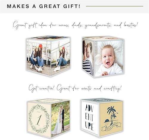 Miniatura 6 de MCS Cubo de fotos de plástico transparente de 3.25 x 3.25 pulgadas, 6 caras, paquete de 4, transparente (65750)