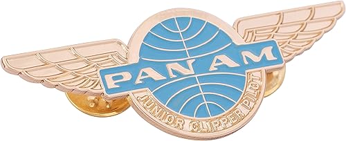 Miniatura 2 de Pan Am Airways - Pin de solapa con logotipo de aerolínea esmaltado hecho de metal Junior Clipper Pilot (diseño de pin de solapa 4), Bronce, Sin