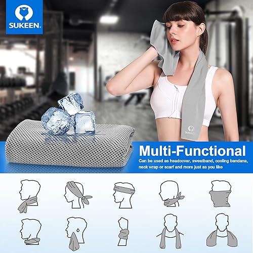 Miniatura 3 de Sukeen Paquete de 4 toallas refrescantes (40 x 12 pulgadas), toalla de hielo, toalla suave y transpirable, toalla de microfibra para yoga