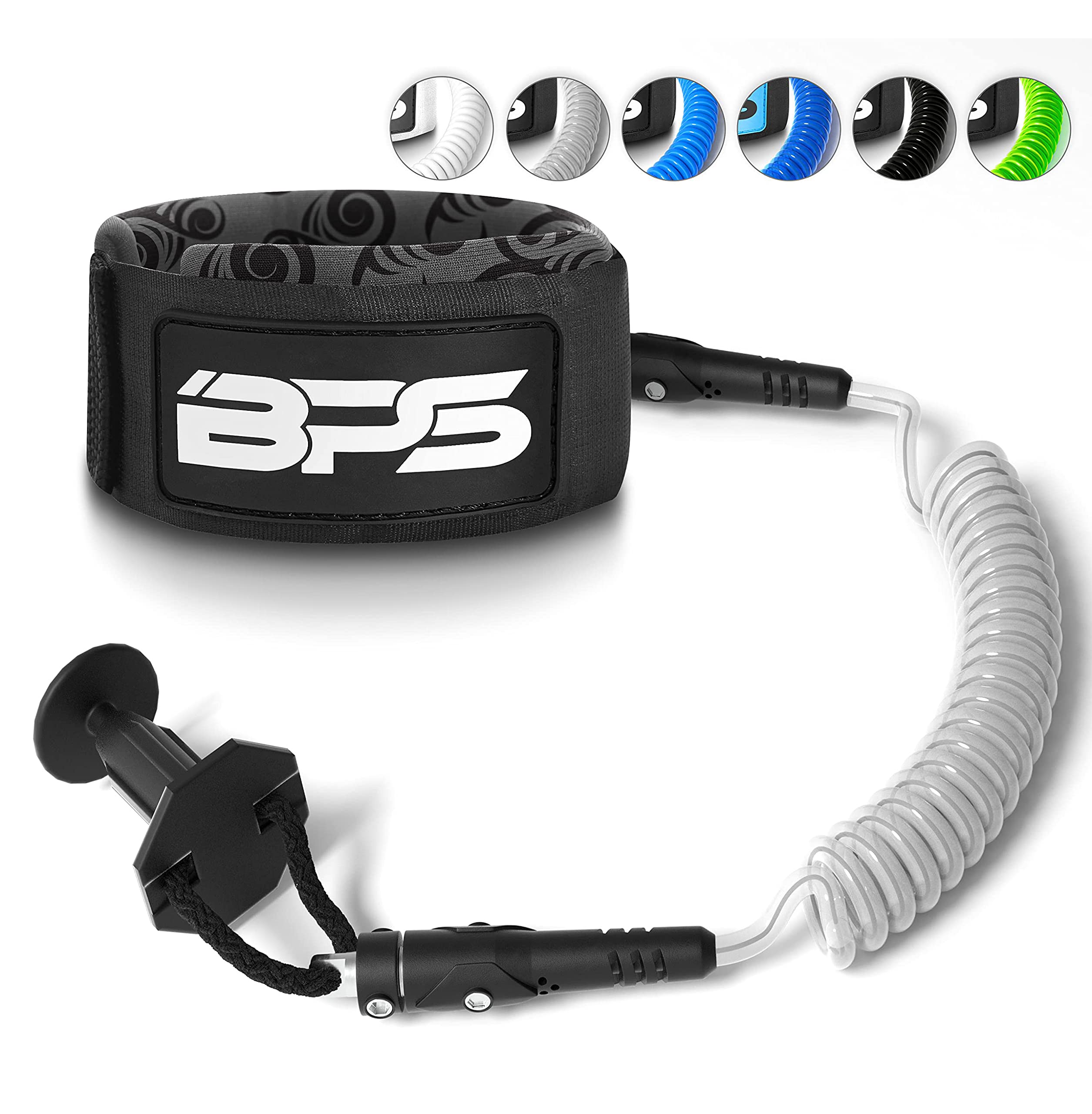BPS New Zealand ‘Storm’ PRO Bodyboard Leash – Wrist Boogie Board Leashes Premium Coiled Leash with Plug