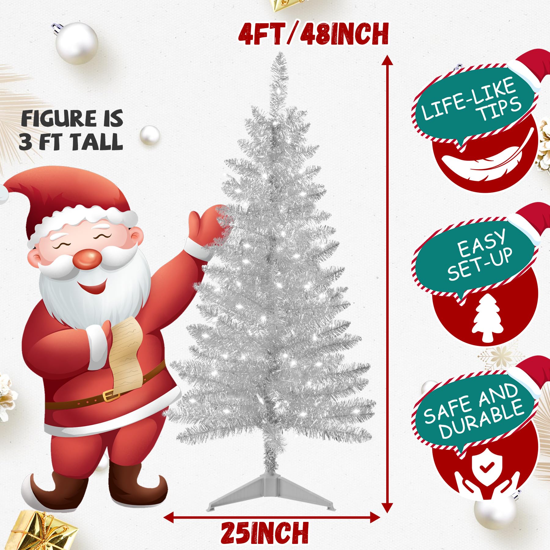 liguanow Sapin de Noël artificiel d'Halloween de 1,2 m avec support - Petit sapin de Noël pour la maison, le bureau, les fêtes, les vacances, l'intérieur et l'extérieur