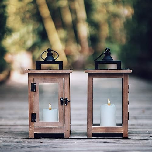 Miniatura 3 de Juego de 2 linternas decorativas de cristal transparente de 12.4 pulgadas de alto para interiores y exteriores, para colgar la luz, no incluye velas