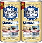 Bar Keepers Friend Powder Cleanser (2 x 12 oz) Multipurpose Cleaner, Stain & Rust Remover for Bathroom, Kitchen & Outdoor Use on Stainless Steel, Aluminum, Brass, Tile, Ceramic, Porcelain & More
