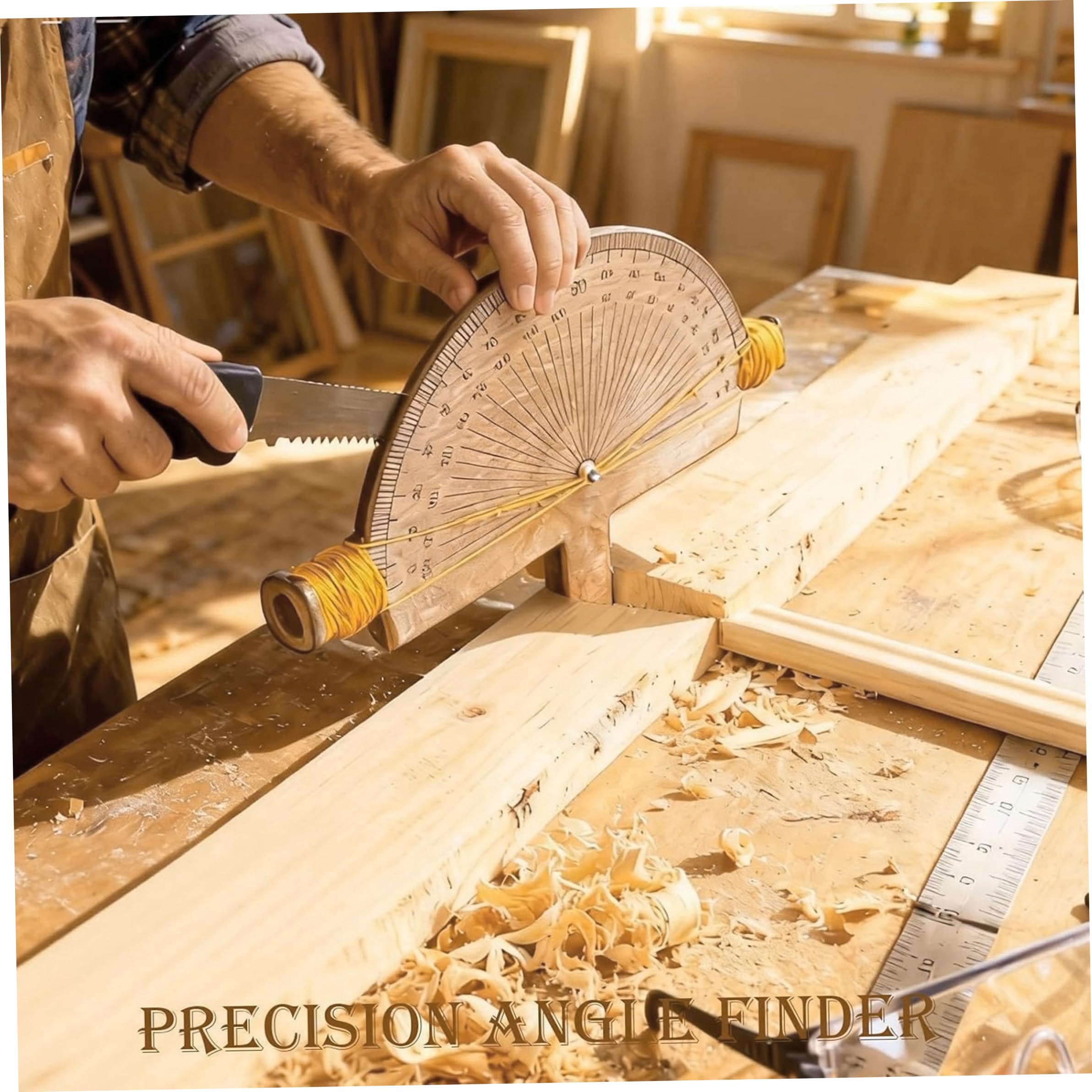 Détecteur d'angle de précision, jauge d'angle en bois 2 pièces pour ligne de ficelle, outil mesure artisanal et décor collection