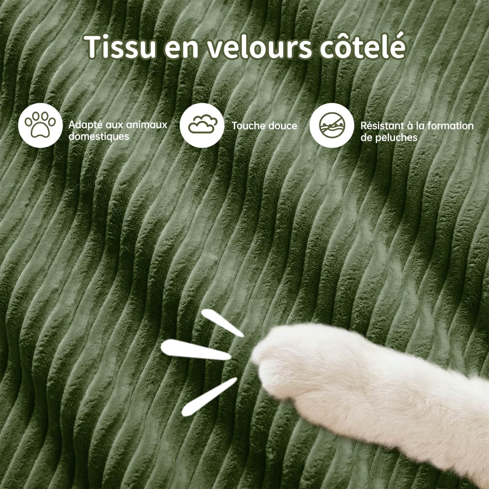 KOMHTOM Canapé Salon Moderne, Canapé Modulaire en Velours Côtelé, Coussin d'assise Confortable en Mousse Haute Densité 32D, Asssise Extra Profonde (Vert, 2 Places en L)