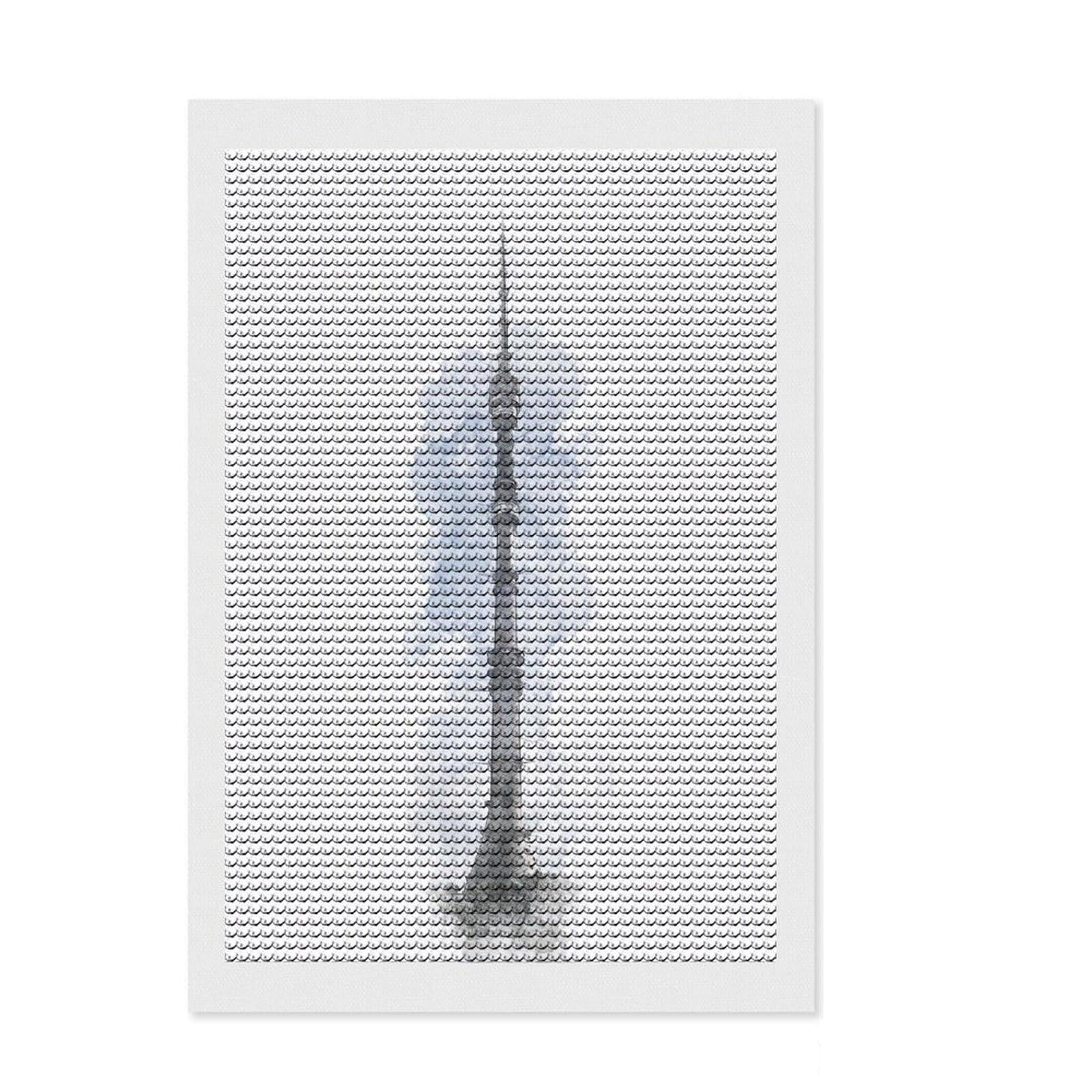 Junmoney Ostankino Tower 5D Diamond Painting Kit 8"x12", for Women, Farmhouse Decor, Boho Decor, Thoughtful Present, Relaxing DIY
