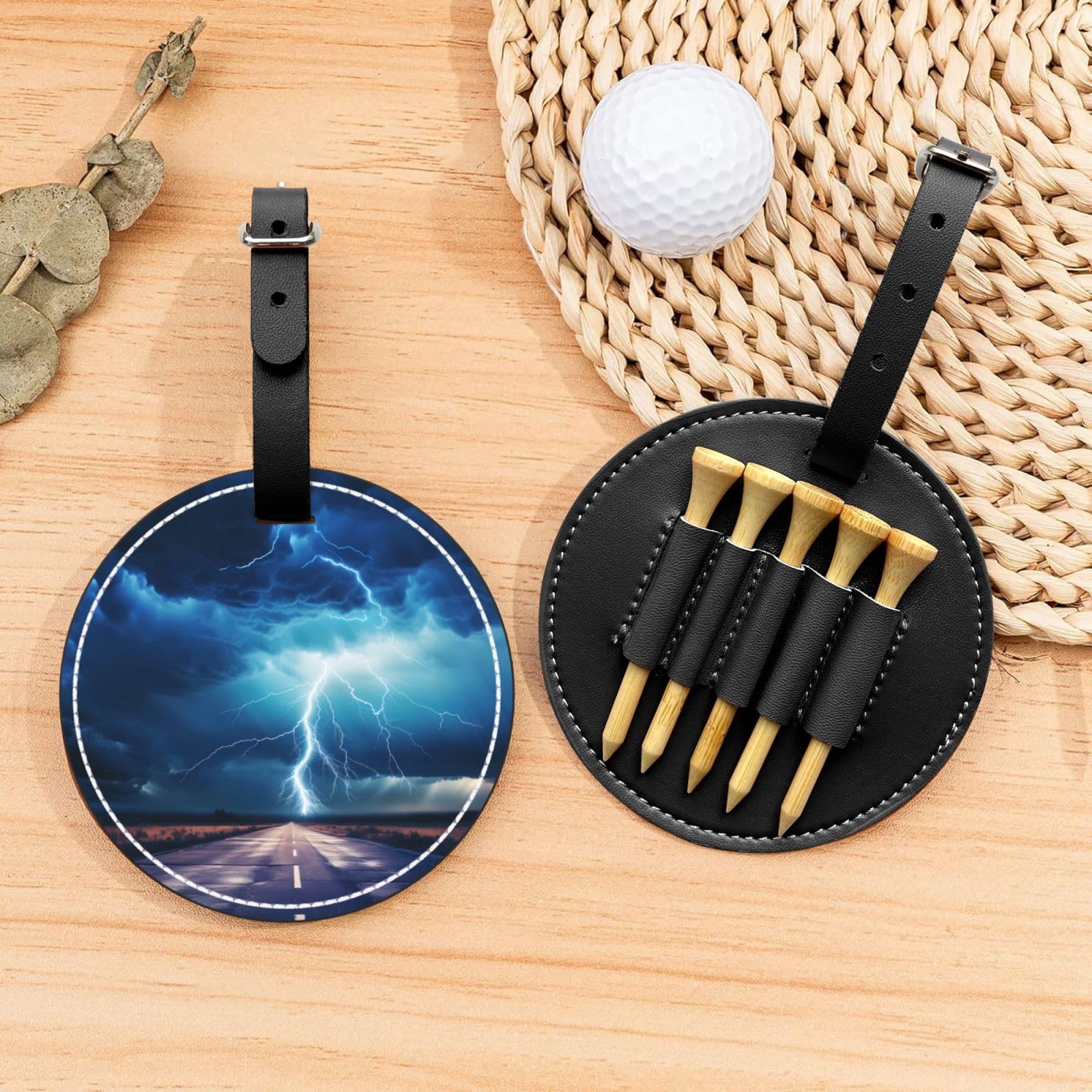 Lightning in a Flash Black Golf tee Storage Bag - Durable and wear-Resistant Golf Accessories