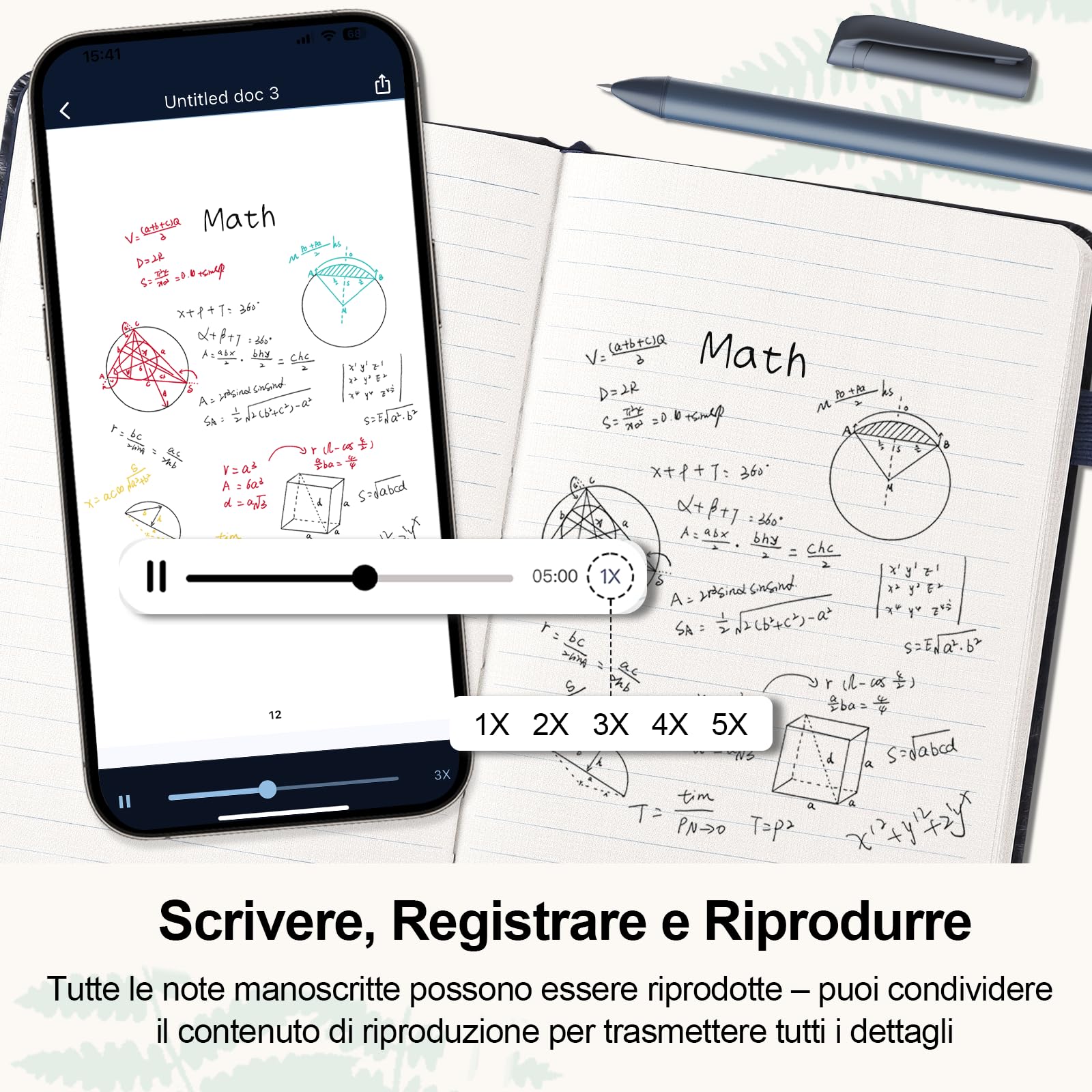 Yuan Smart Writing Set, Smart Notebook con Smart Pen, Taccuino Smart, blu marino, Taccuino Digitale Intelligente da 187 pagine - scrittura su carta reale con elaborazione digitale