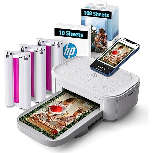 HP Sprocket Studio Plus 4x6 Wireless Instant Photo Printer, 118 Sheets + 3 Cartridges, Wi-Fi, Premium Dye Sublimation, Compact Home Use, Prints Vibrant Color Pictures, Editing App for Fun Photos