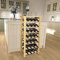 Vista 34 de SMIBUY Bamboo Wine Rack, 28 Bottles Display Holder with Table Top, 7-Tier Free Standing Storage Shelves for Kitchen, Pantry, Cellar, Bar (Grey)