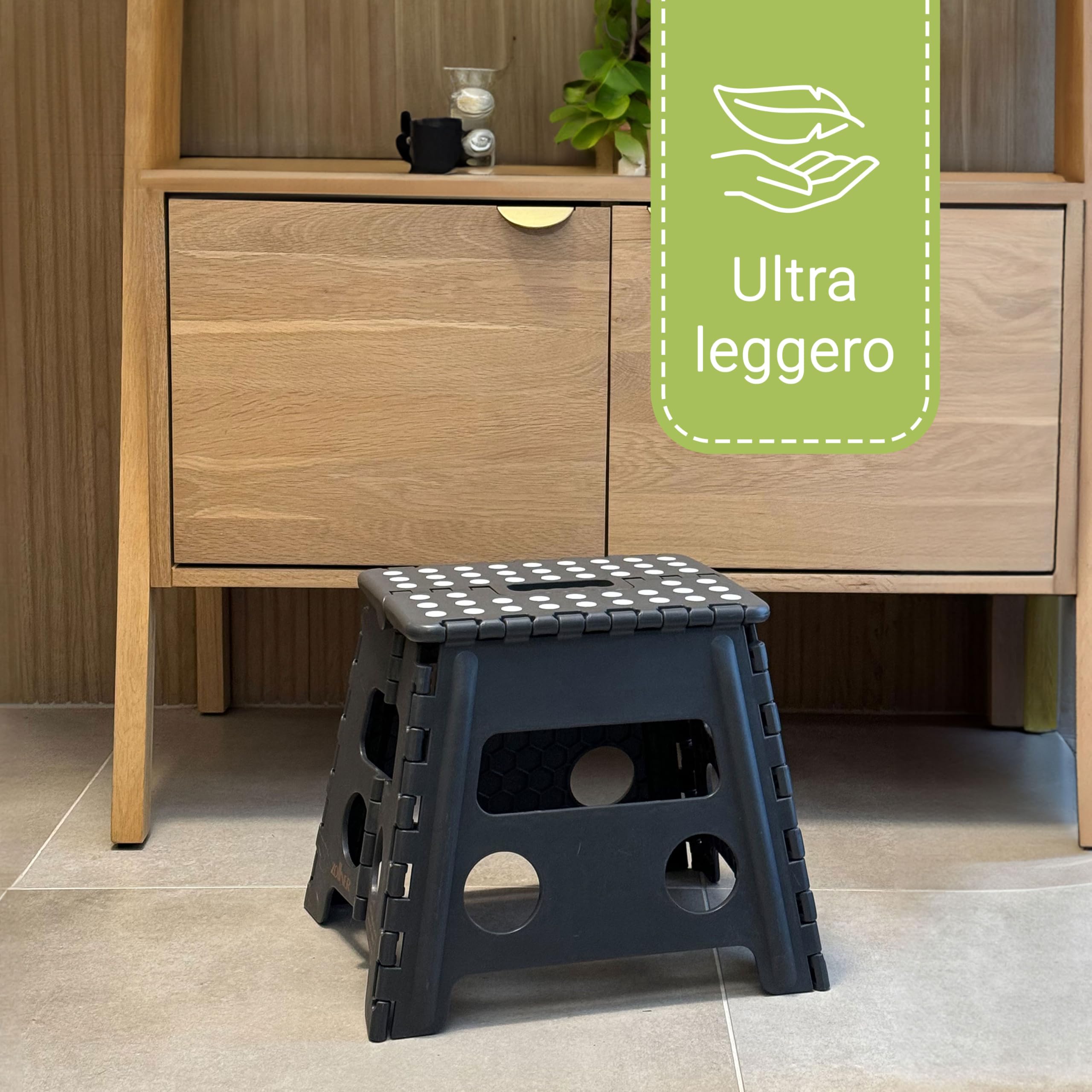 ZOLLNER Sgabello pieghevole - altezza 30 cm - sedia pieghevole - scaletta - per adulti o bambini - cucina, bagno, campeggio, stanza - colore grigio