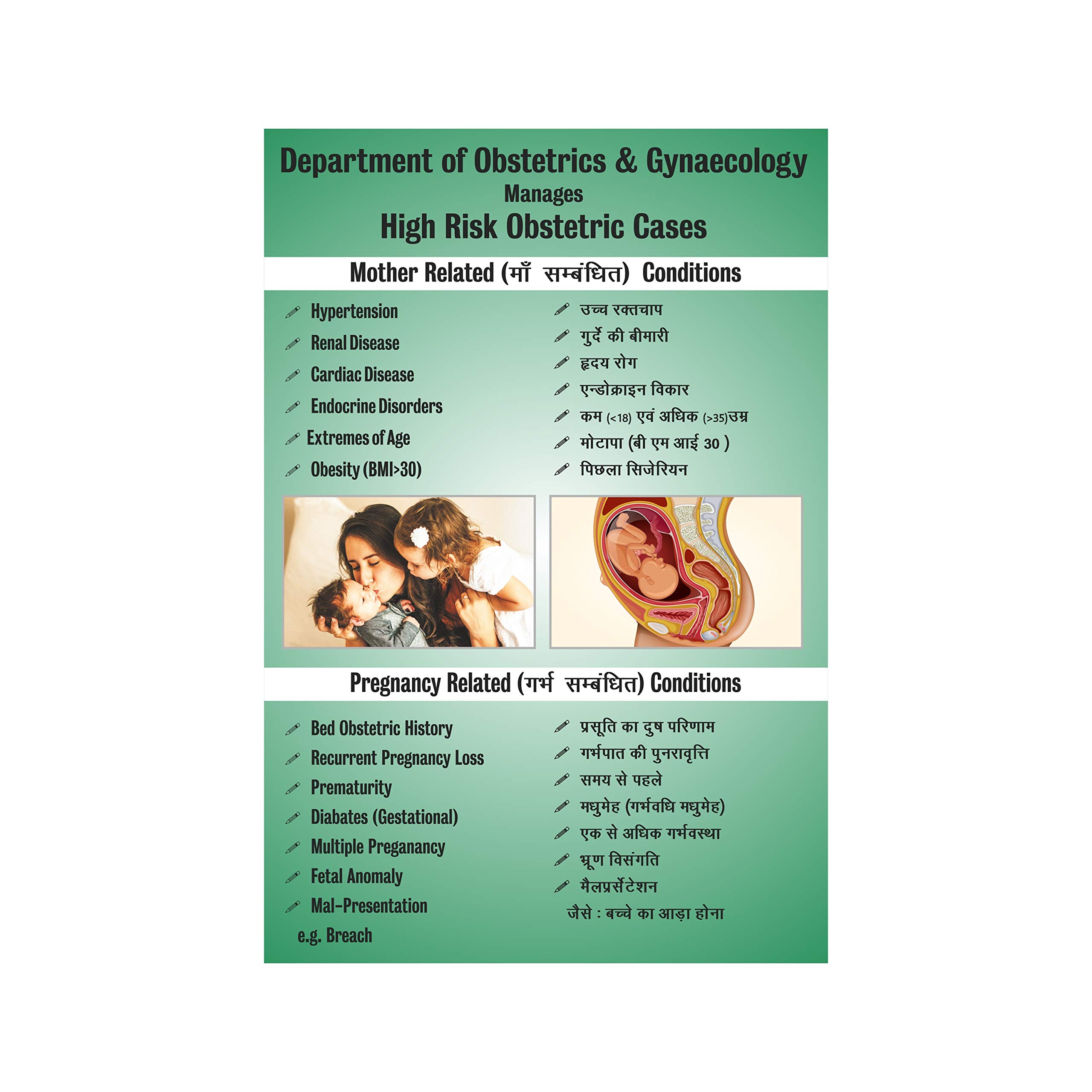 Anne Print Solutions® Mother & Pregnancy Related Conditions Poster (Without Frame) Pack of 1 Pcs Size 13 Inch* X 19 Inch* Multicolor